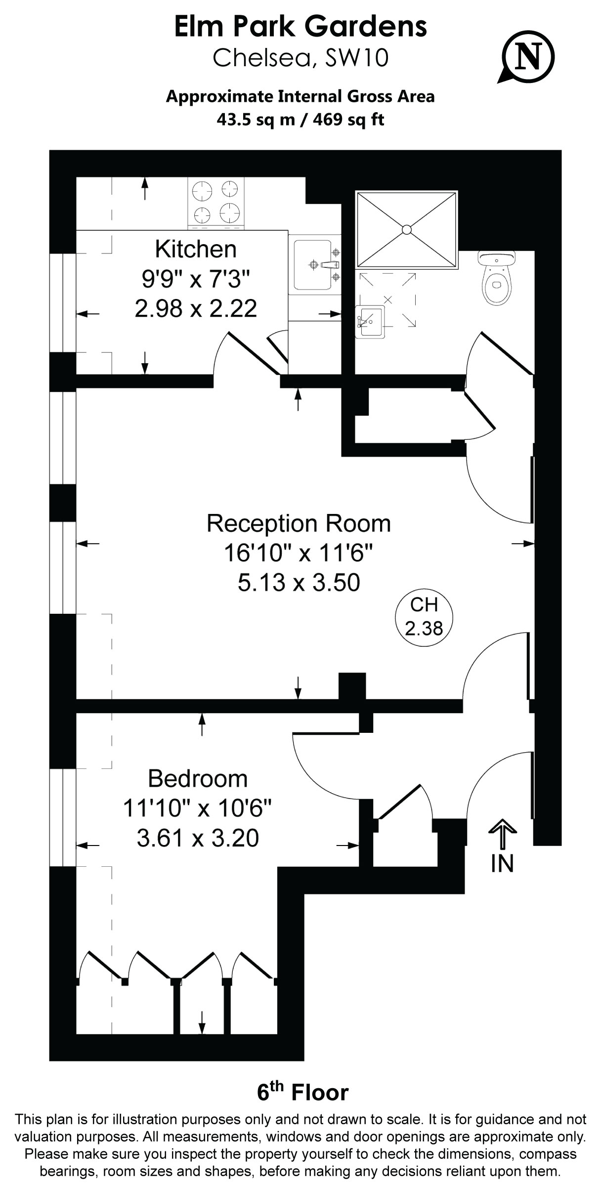 Flat 18, 93, Elm Park Gardens, Chelsea floorplan