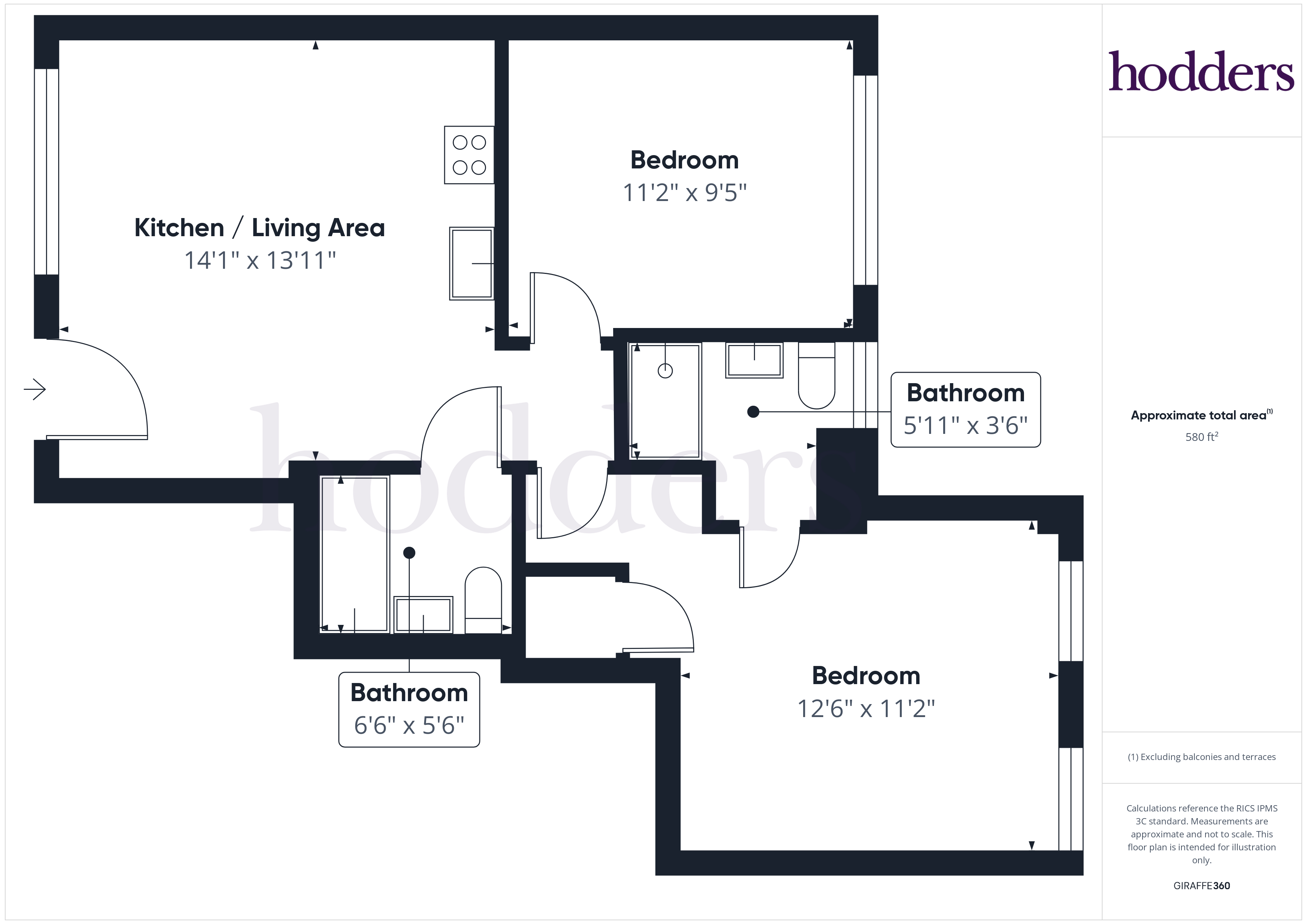 Flat 3,, Nexus, Chertsey floorplan