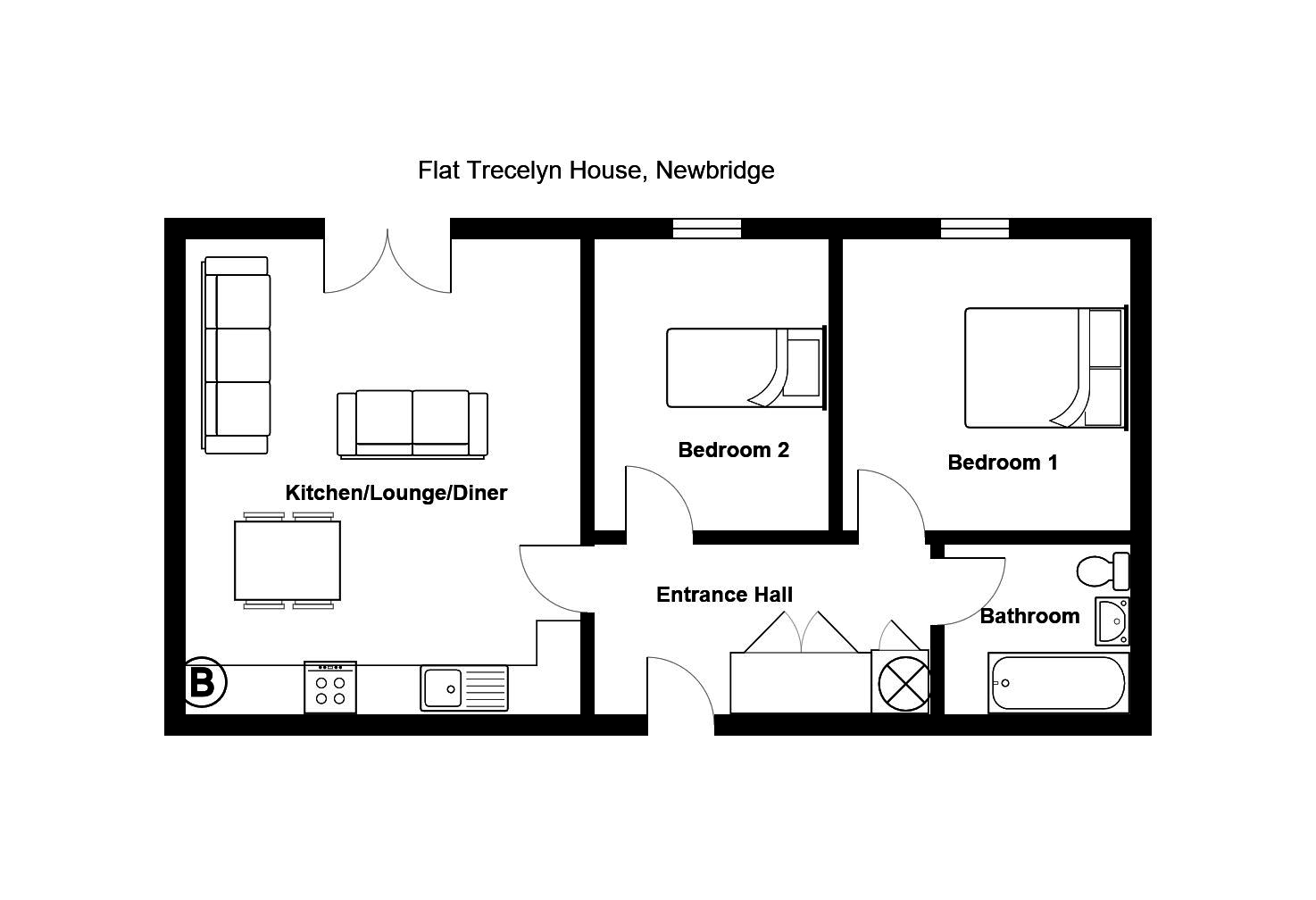 2 Bedrooms Flat to rent in Ashfield Road, Newbridge, Newport NP11