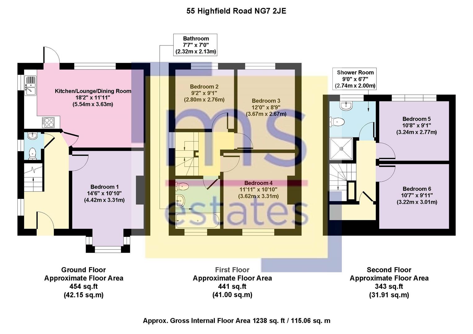 55, Highfield Road, Nottingham floorplan