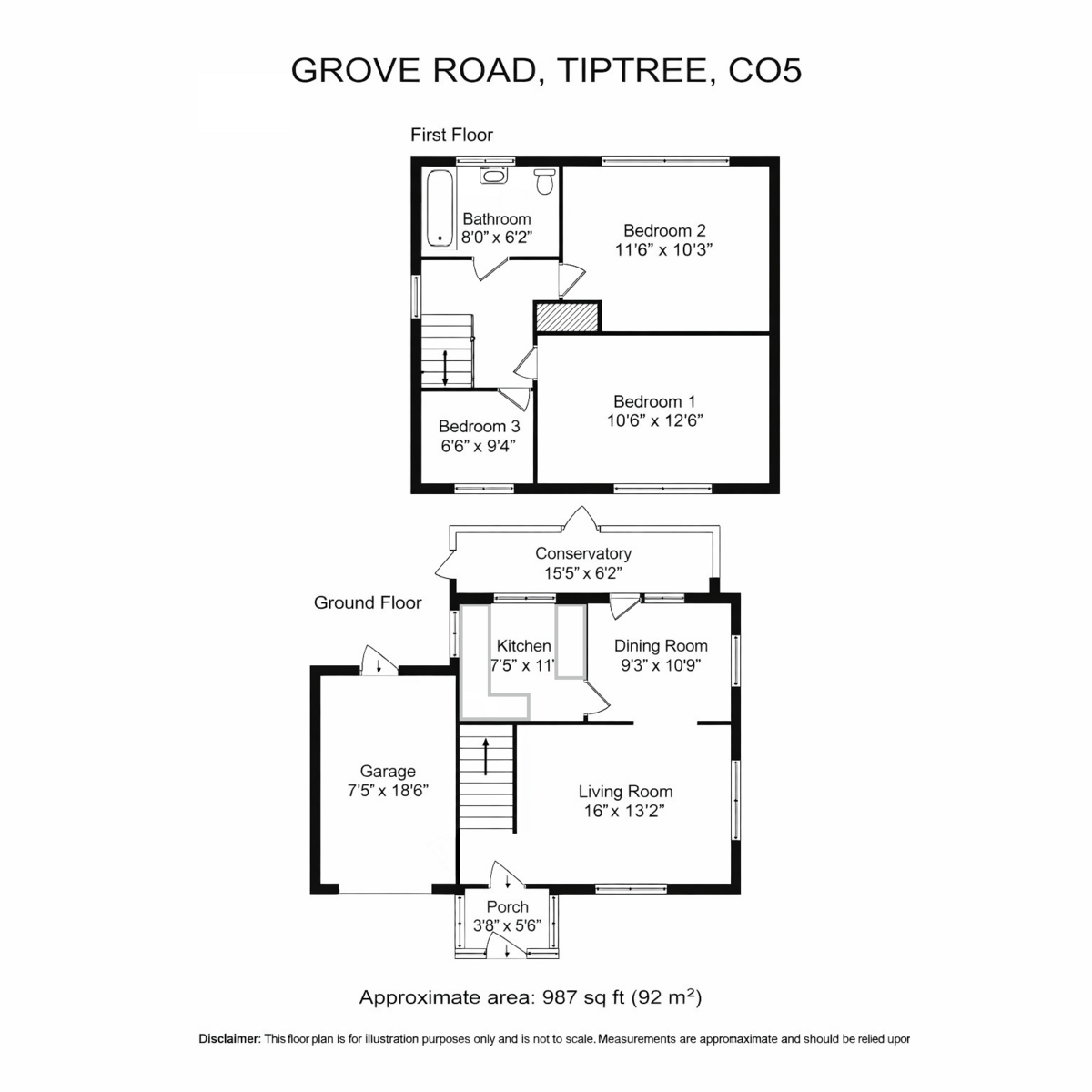 186, Grove Road, Tiptree floorplan