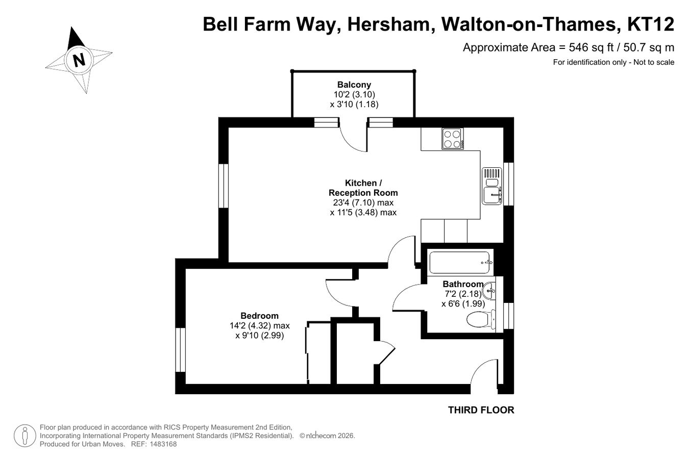 8, 54, Bell Farm Way, Walton-on-Thames floorplan