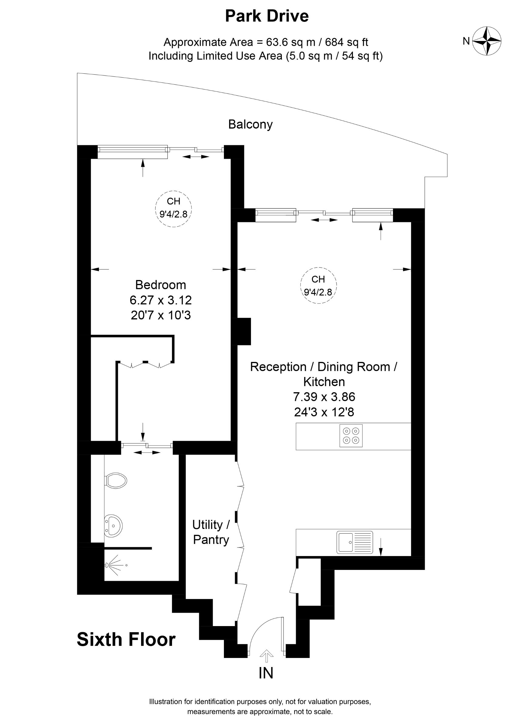 Apartment 603, One Park Drive, London floorplan