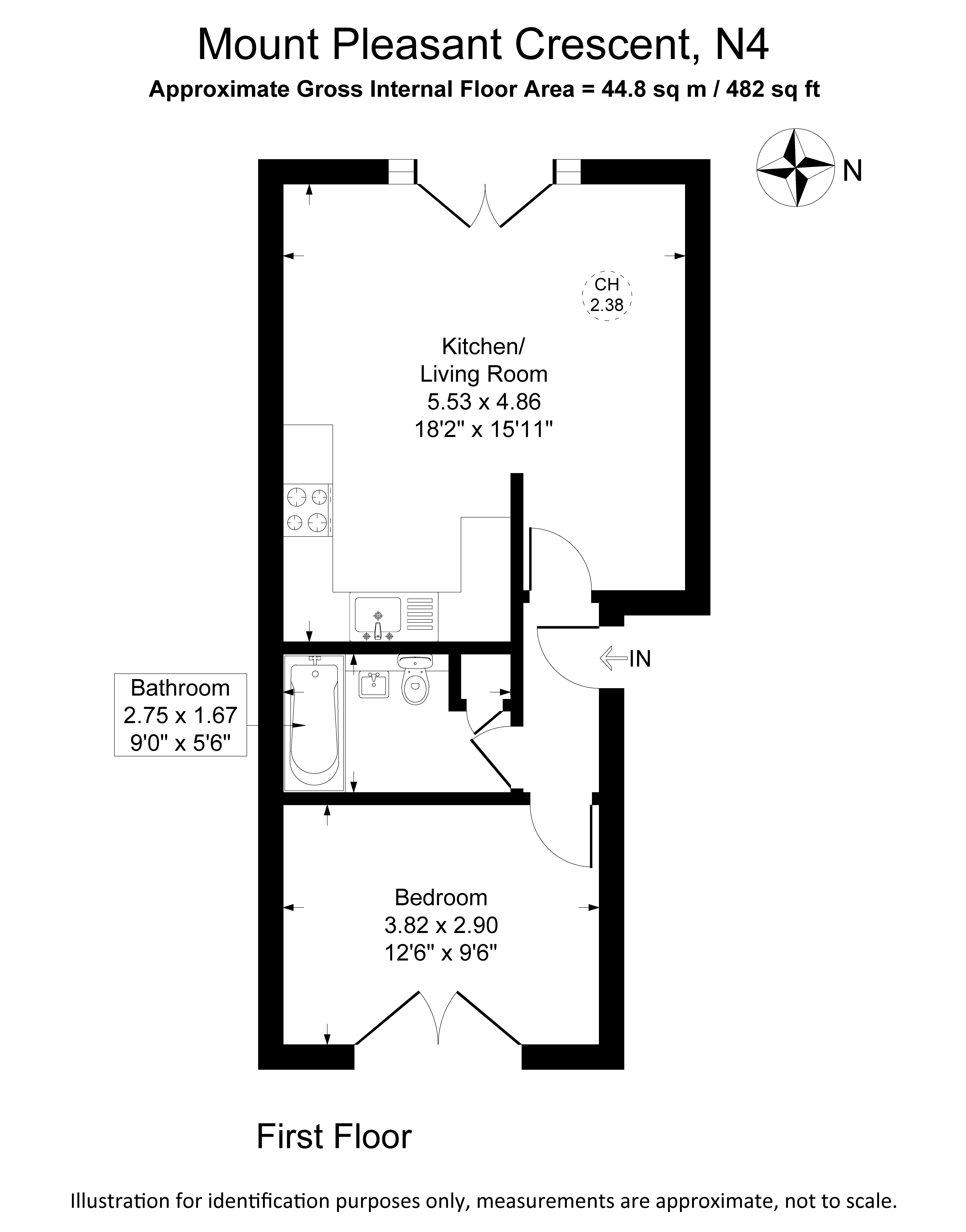 Flat 3, 8, Mount Pleasant Crescent, London floorplan