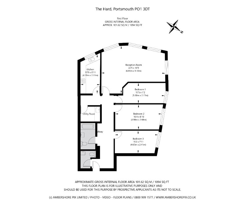 Flat 1, 32, The Hard, Hampshire floorplan
