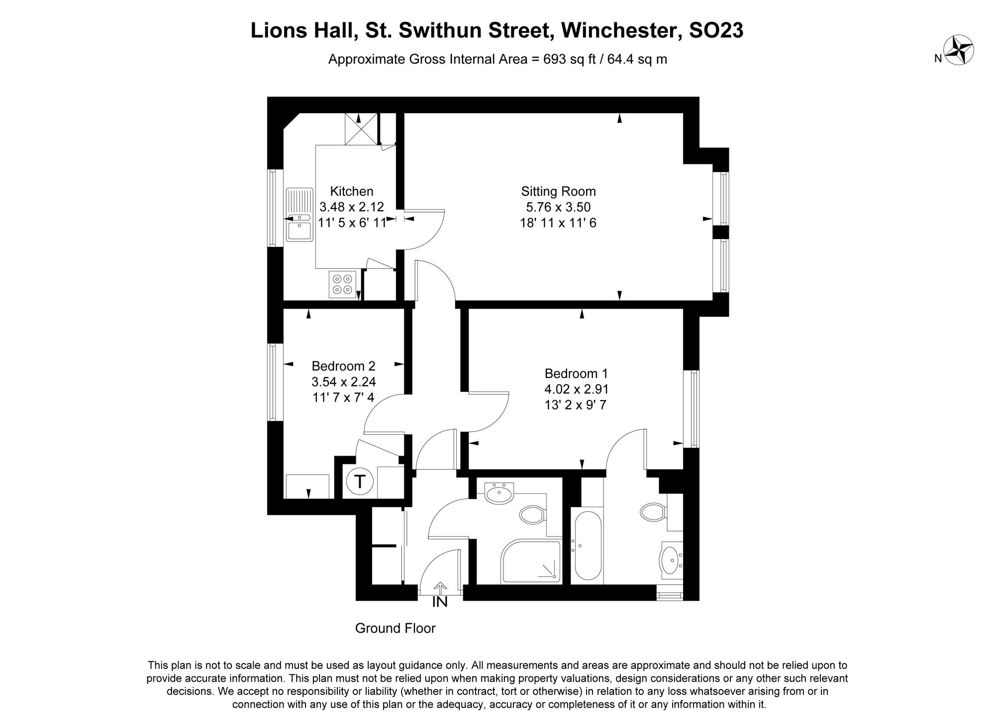 Flat 22, Lions Hall St. Swithun Street, Winchester floorplan