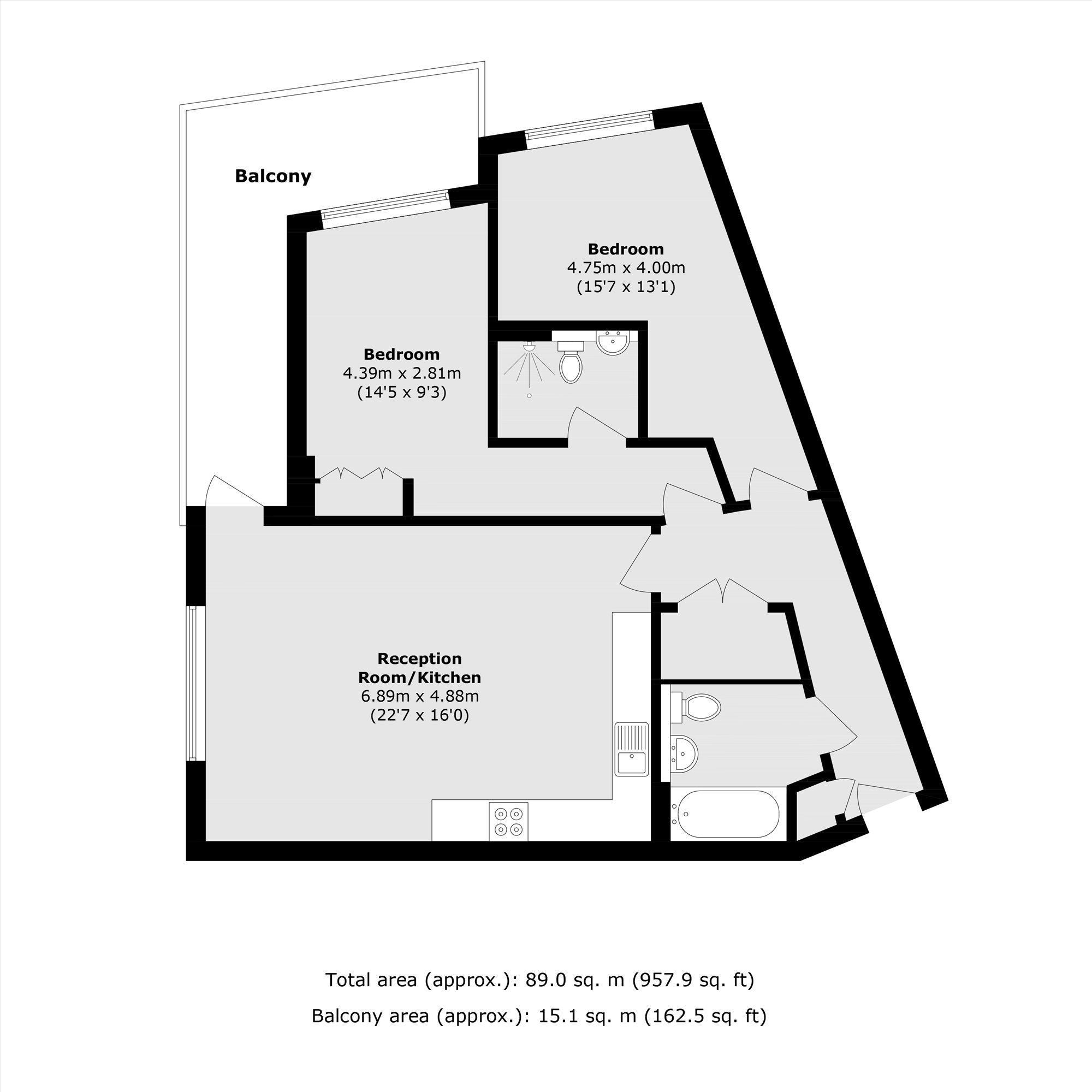 Flat 43, Hamond Court, Queenshurst Square, Kingston Upon Thames floorplan