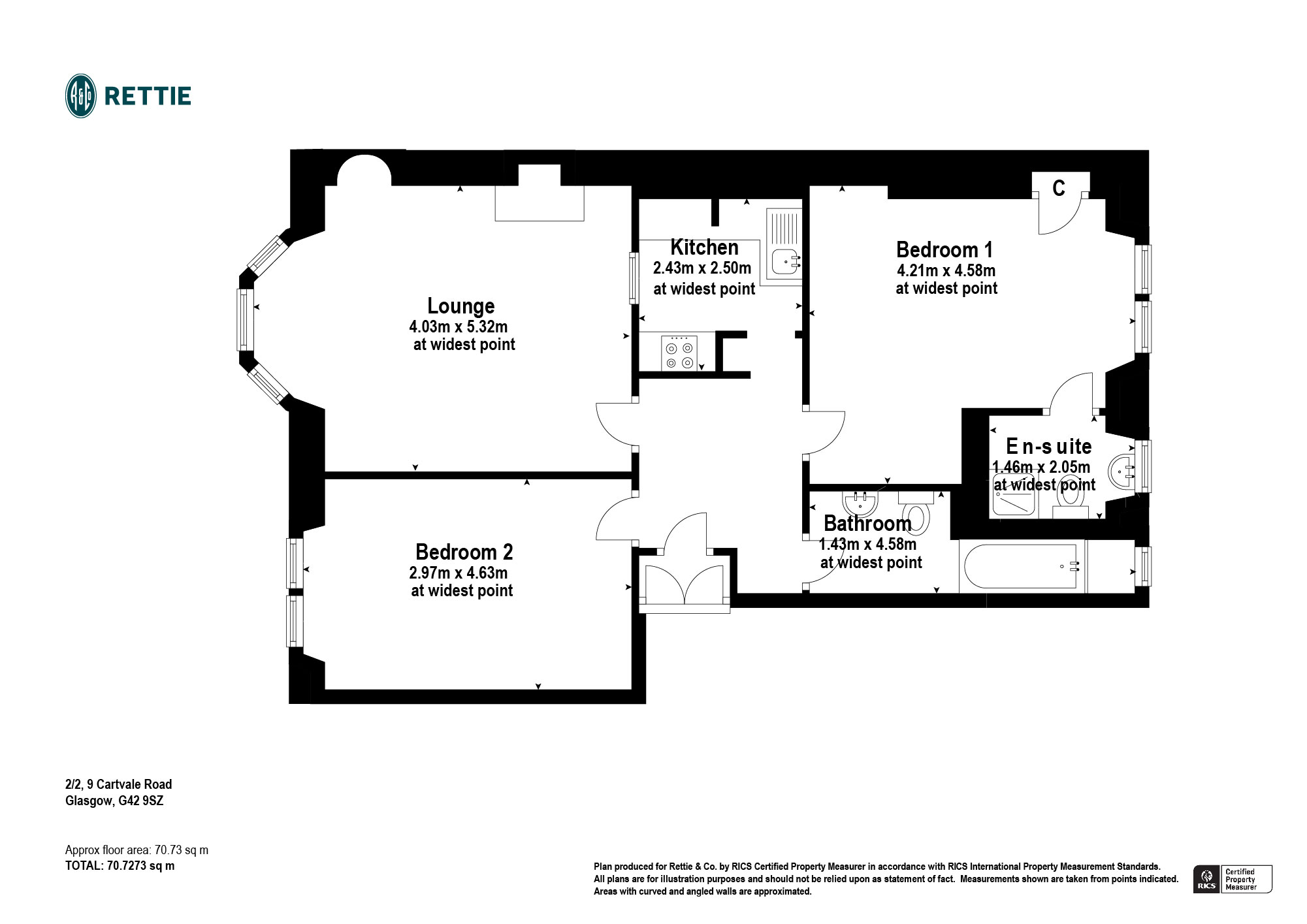 Cartvale Road, Battlefield, Glasgow G42, 2 bedroom flat for sale