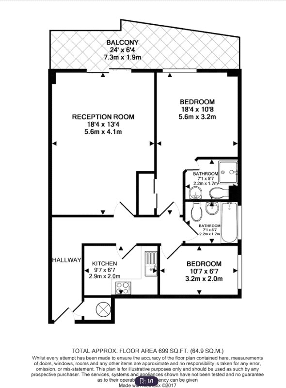 71,, Bridge House, Lambeth floorplan