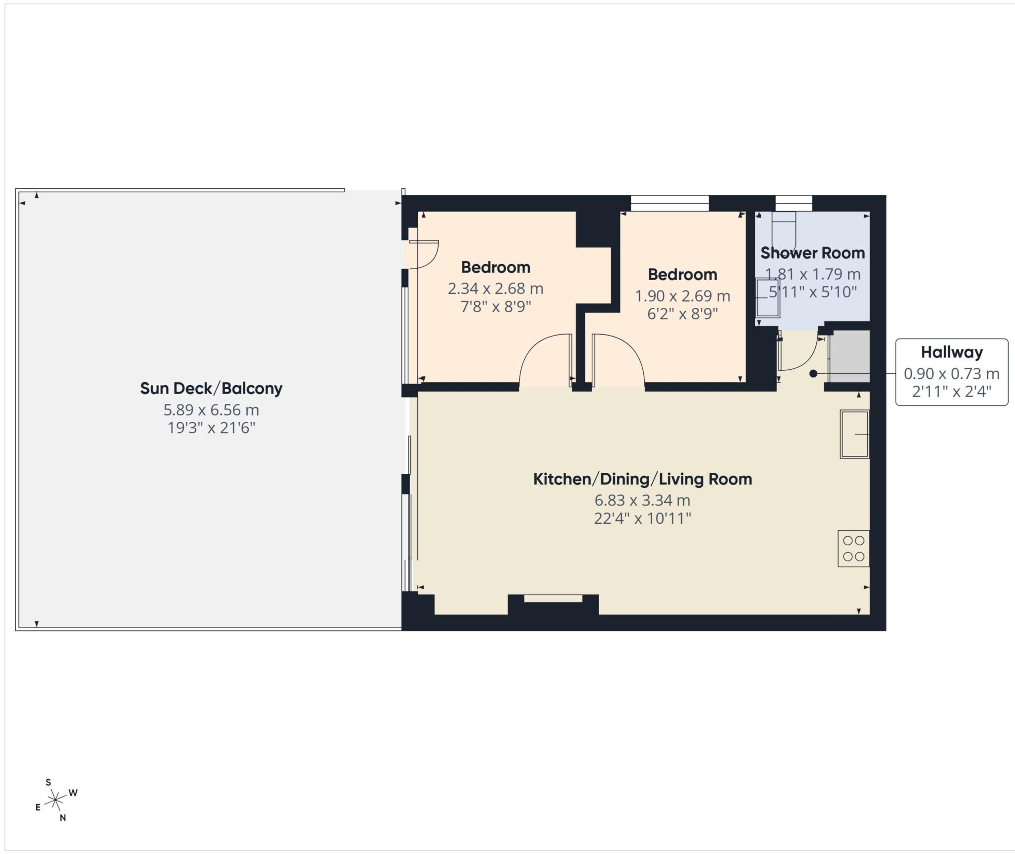 97 Hillside Villas, Millendreath Beach Resort, Looe floorplan