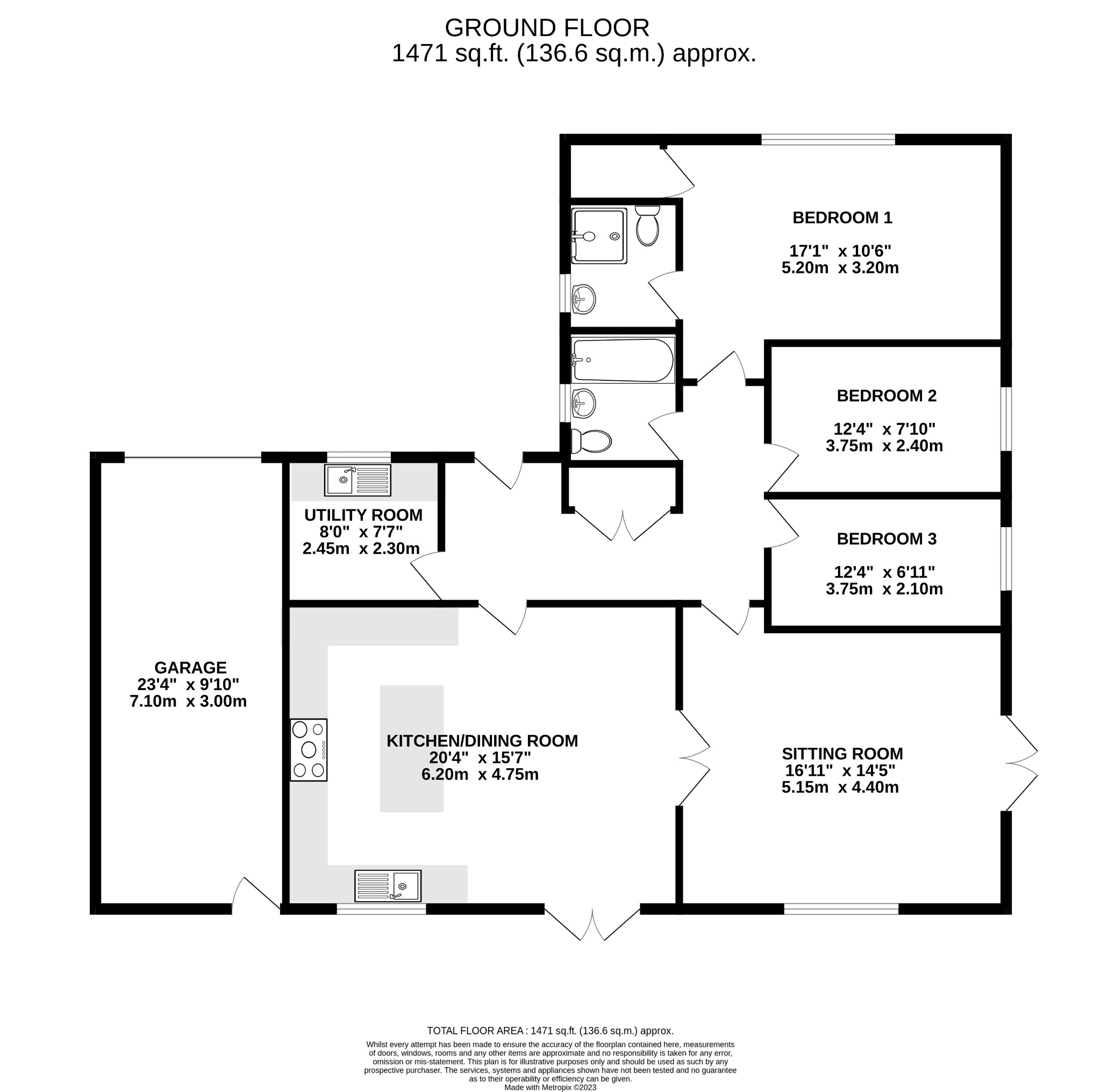 Mere Road, Stow Bedon, Attleborough NR17, 3 bedroom detached bungalow