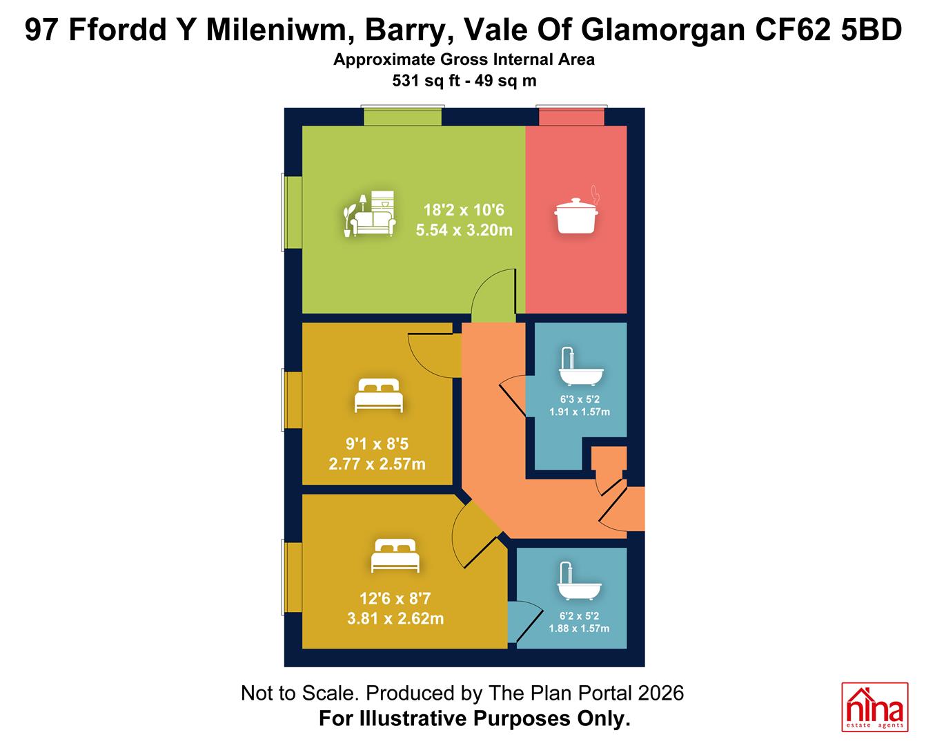97, Ffordd Y Mileniwm, Barry floorplan
