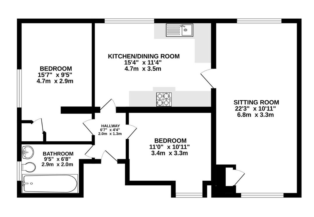 Flat 2 The Mill, Cock Green, Felsted floorplan