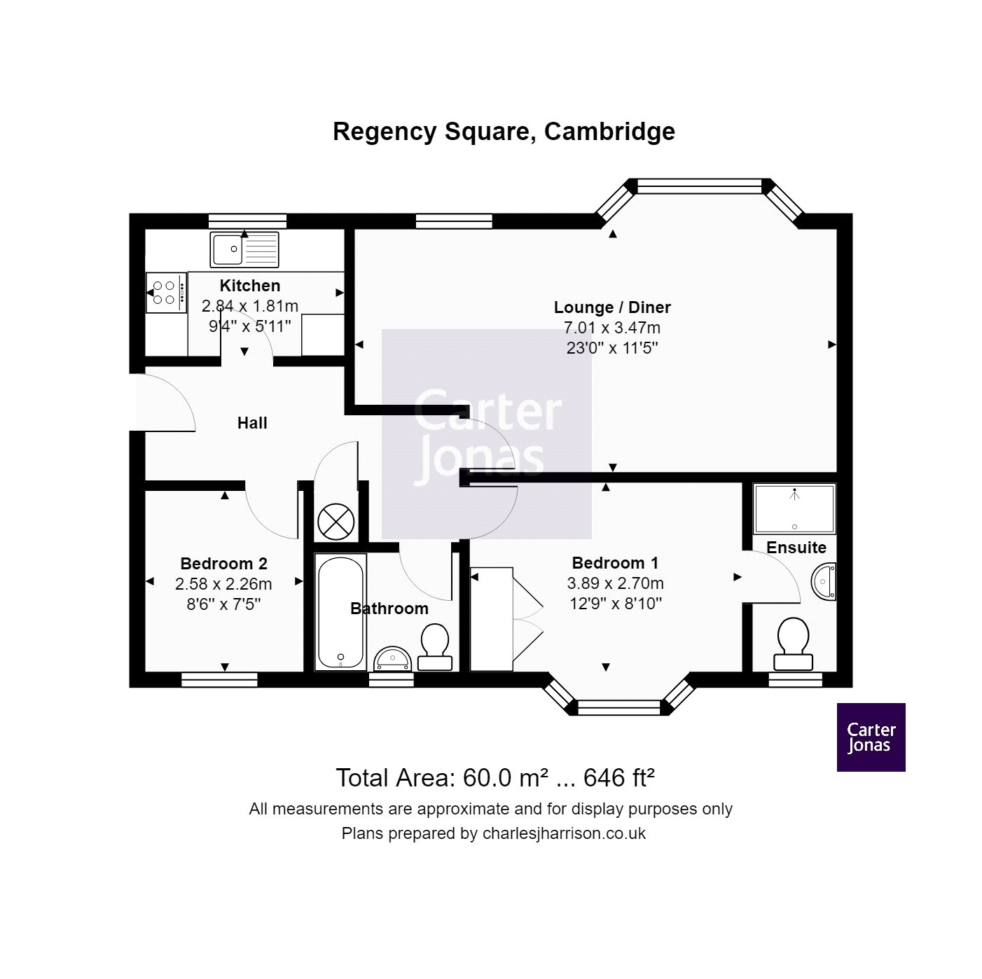 2 Bedrooms Flat to rent in Regency Square, Cambridge, Cambridgeshire CB1