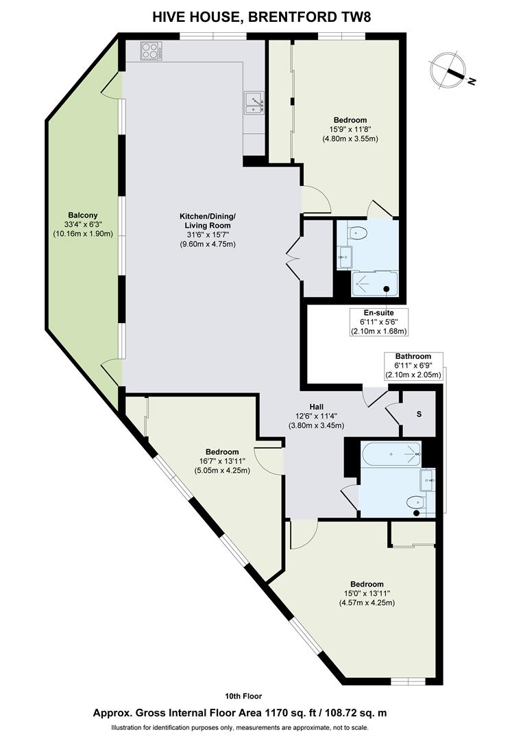Flat 1001, Hive House, 18 Capital Interchange Way, Brentford floorplan
