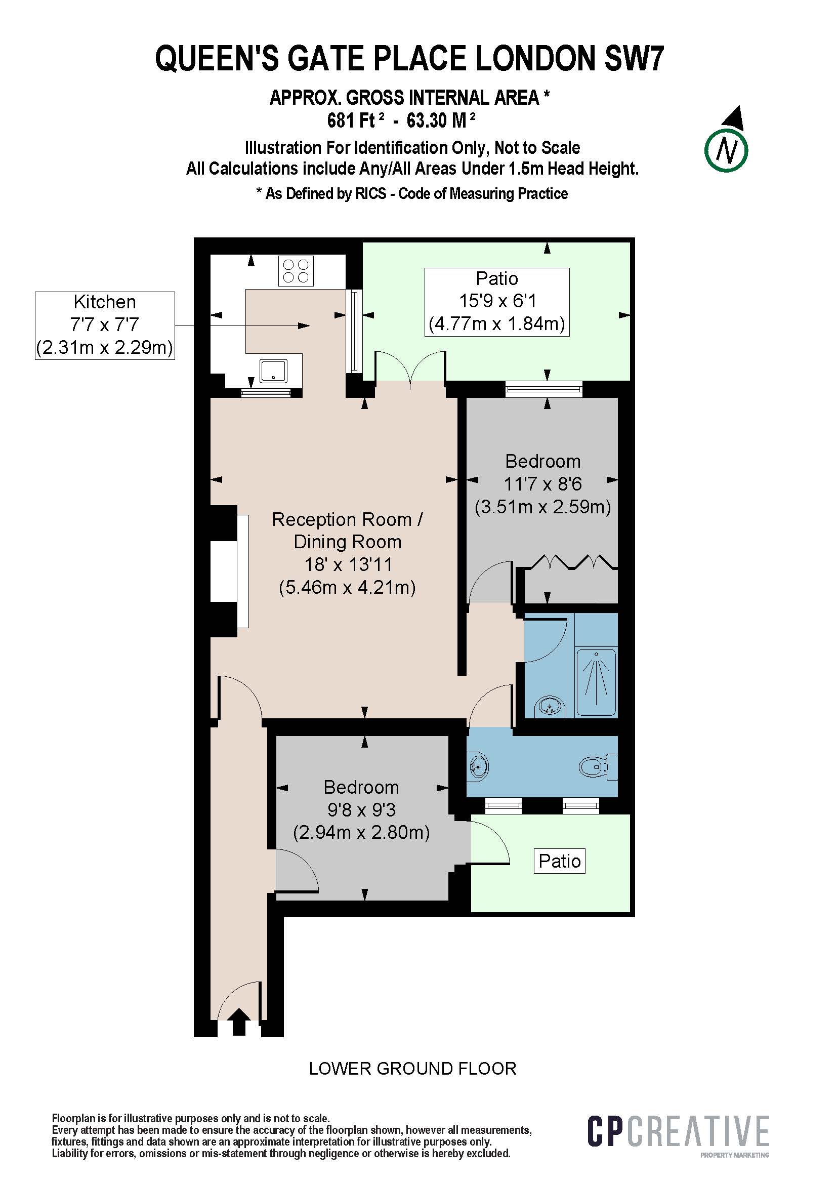 Flat 2, 8, Queen's Gate Place, London floorplan