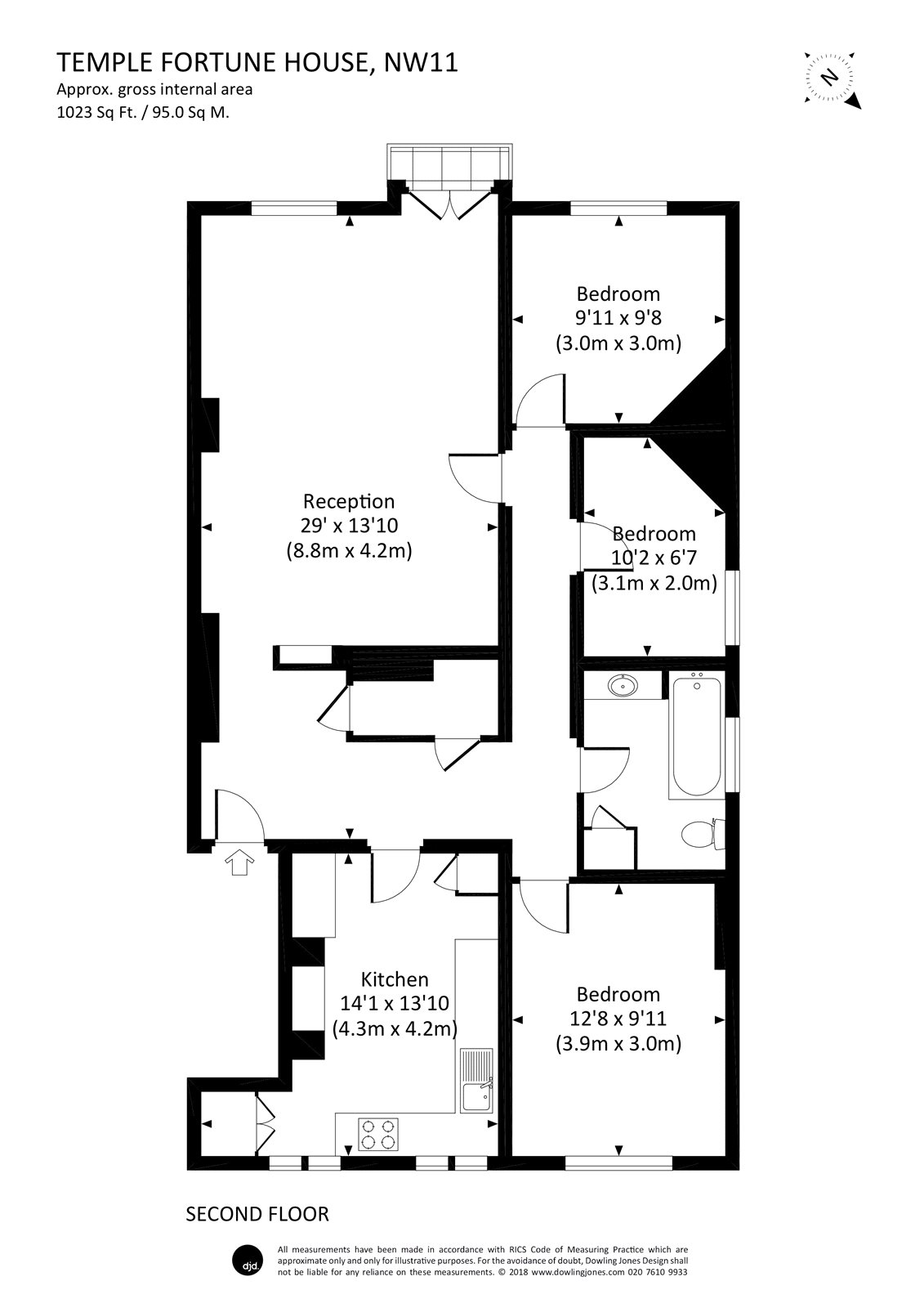 3 Bedrooms Flat to rent in Temple Fortune House, Finchley Road, London NW11