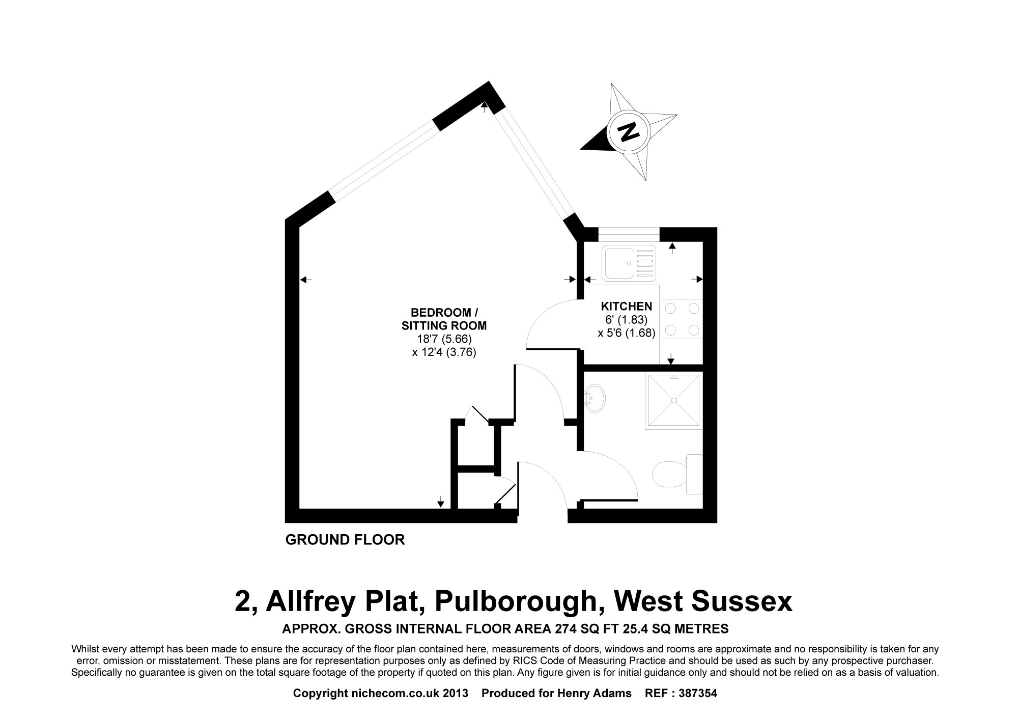 Flat 2 Allfrey Plat Lower Street, Pulborough, West Sussex RH20, studio