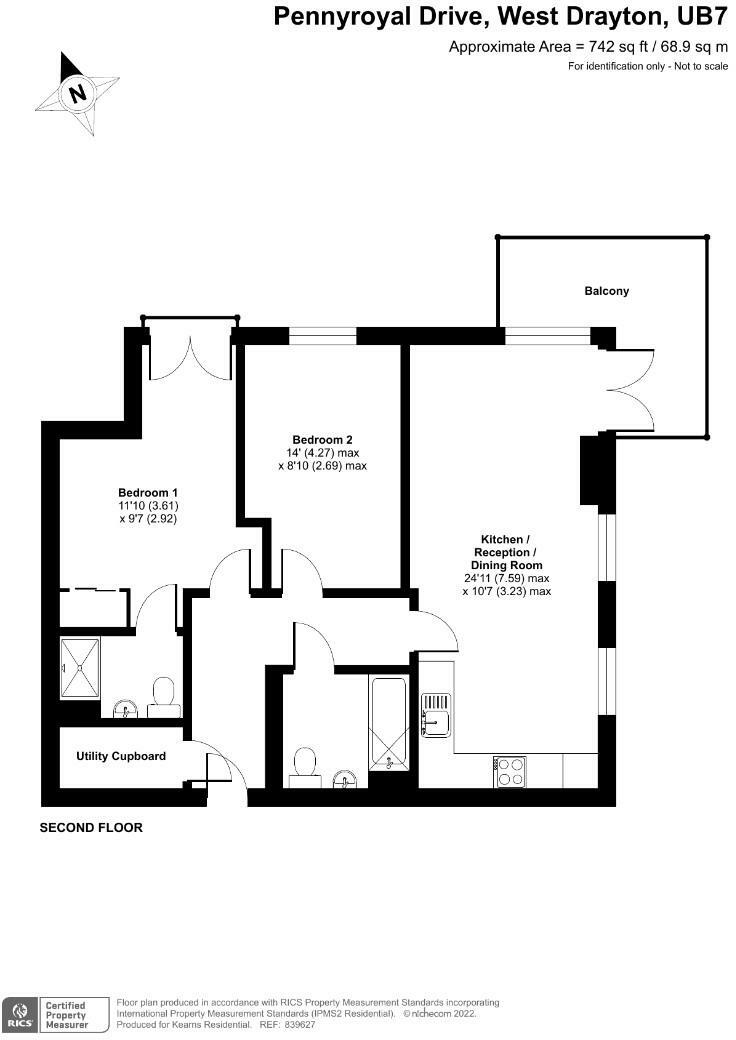 Flat 18 Windsor Court, 1, Pennyroyal Drive, West Drayton floorplan
