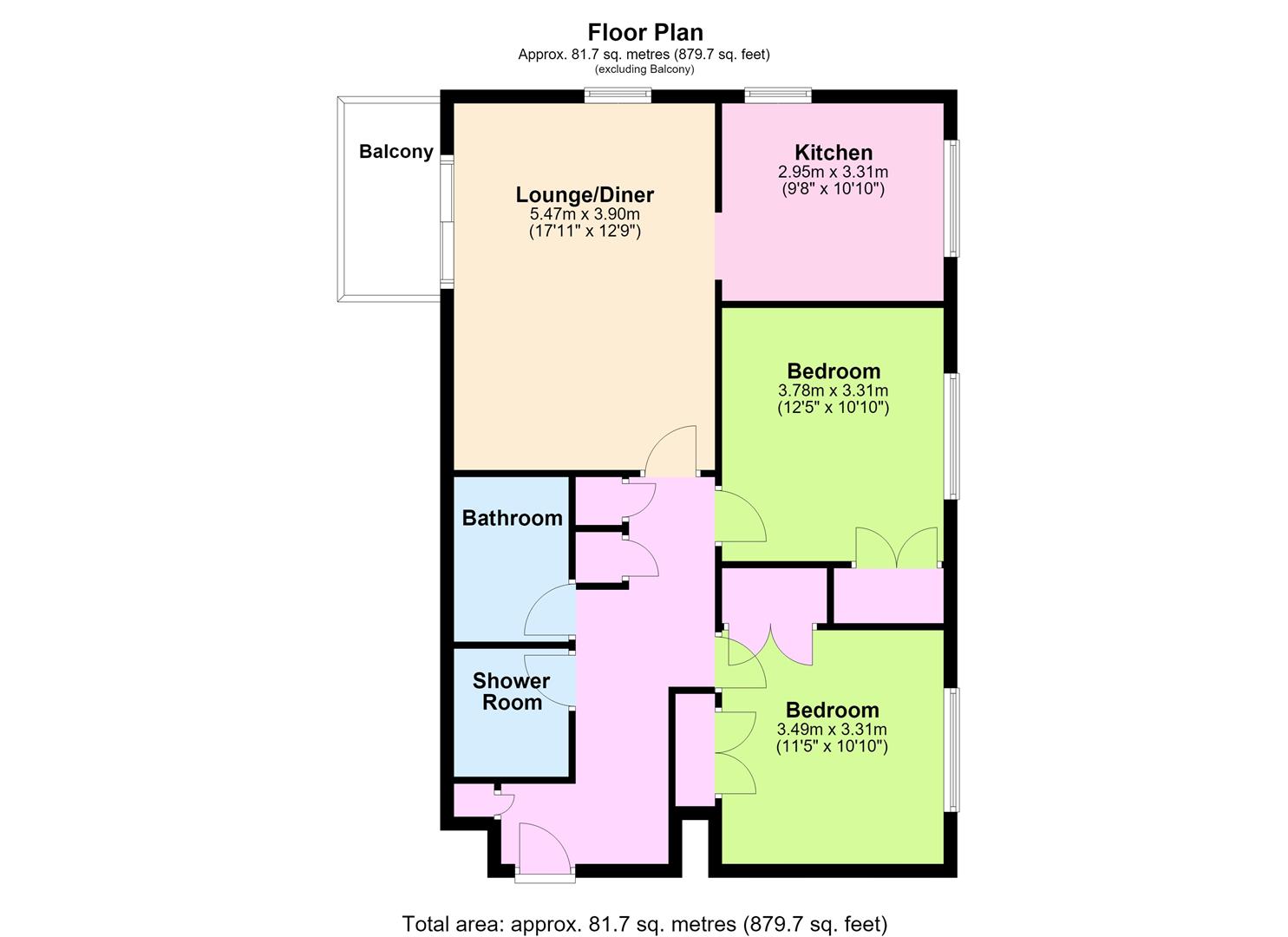 Flat 21 Camargue Court, 24, Downview Road, Worthing floorplan