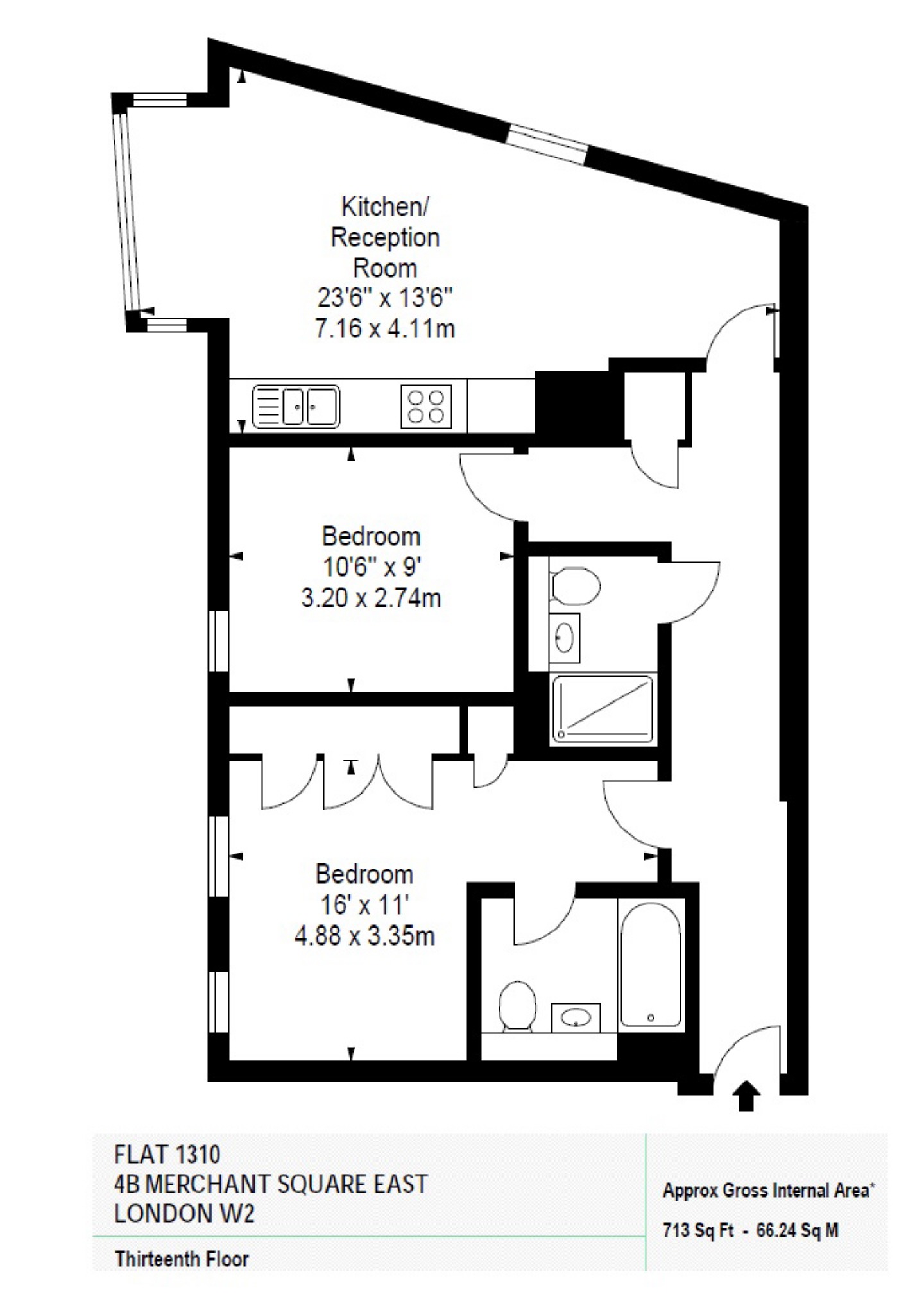 2 Bedrooms Flat to rent in Merchant Square, Paddington, London W2