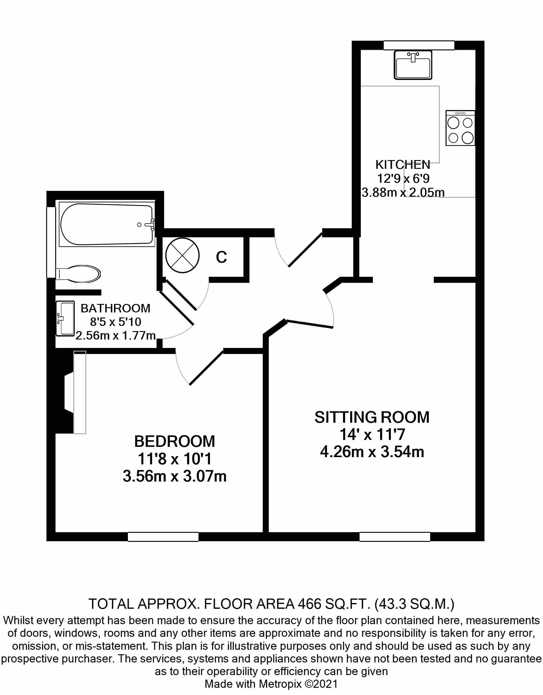 Flat 3, High Street, Lewes floorplan