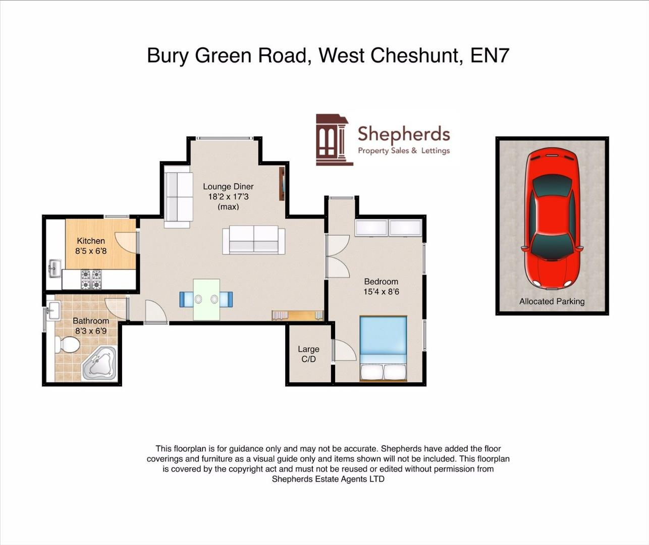 Bury Green Road, West Cheshunt EN7, 1 bedroom flat for sale 62812037