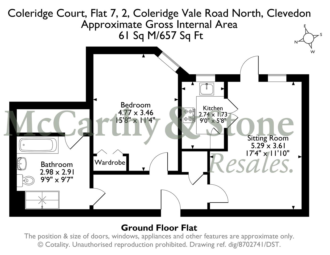 7 Coleridge Court, Coleridge Vale Road North, Clevedon floorplan