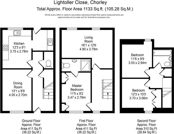 3 Bedrooms Town house for sale in Lightoller Close, Chorley, Lancashire PR6