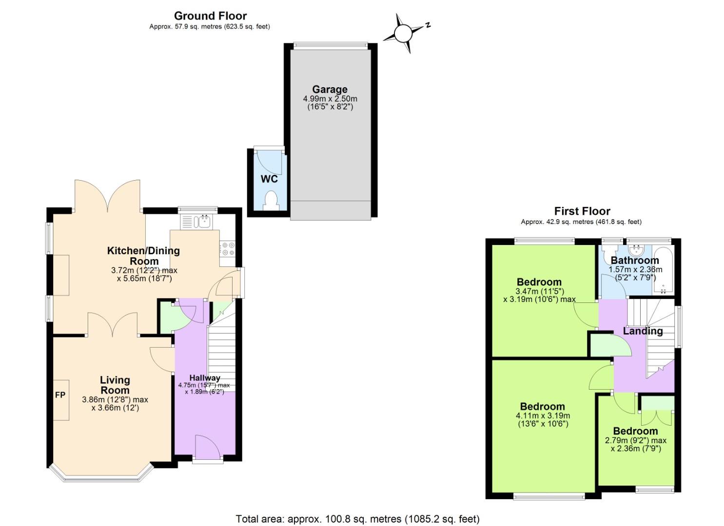 2, Village Close, Nottingham floorplan