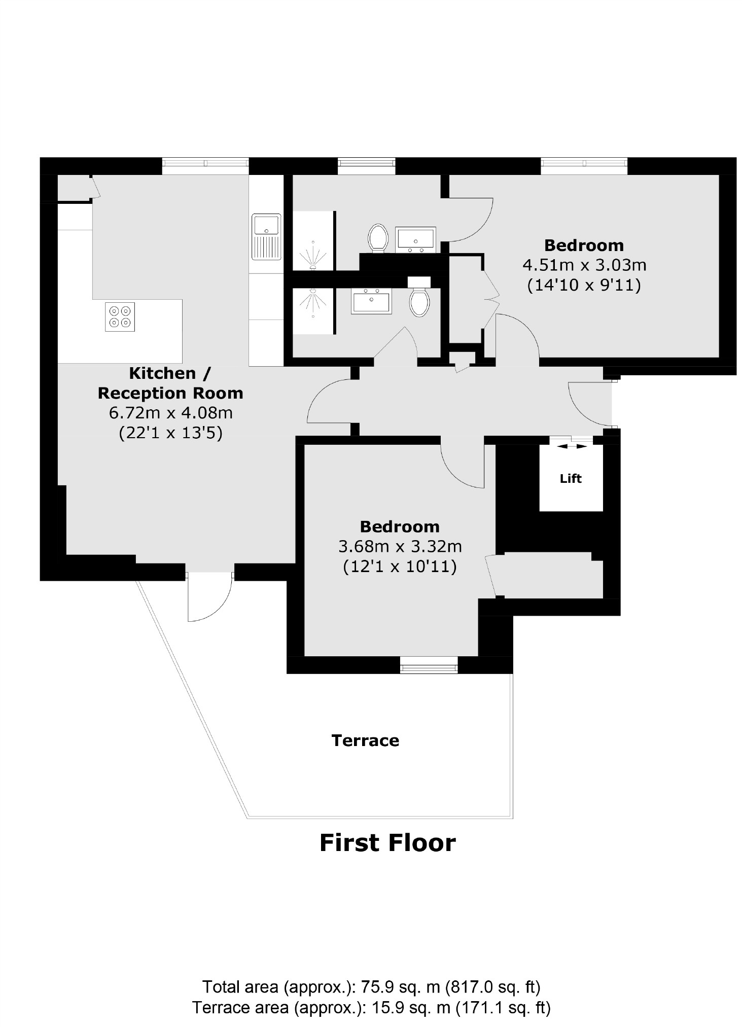 First Floor Flat, 75-77, Marylebone Lane, London floorplan