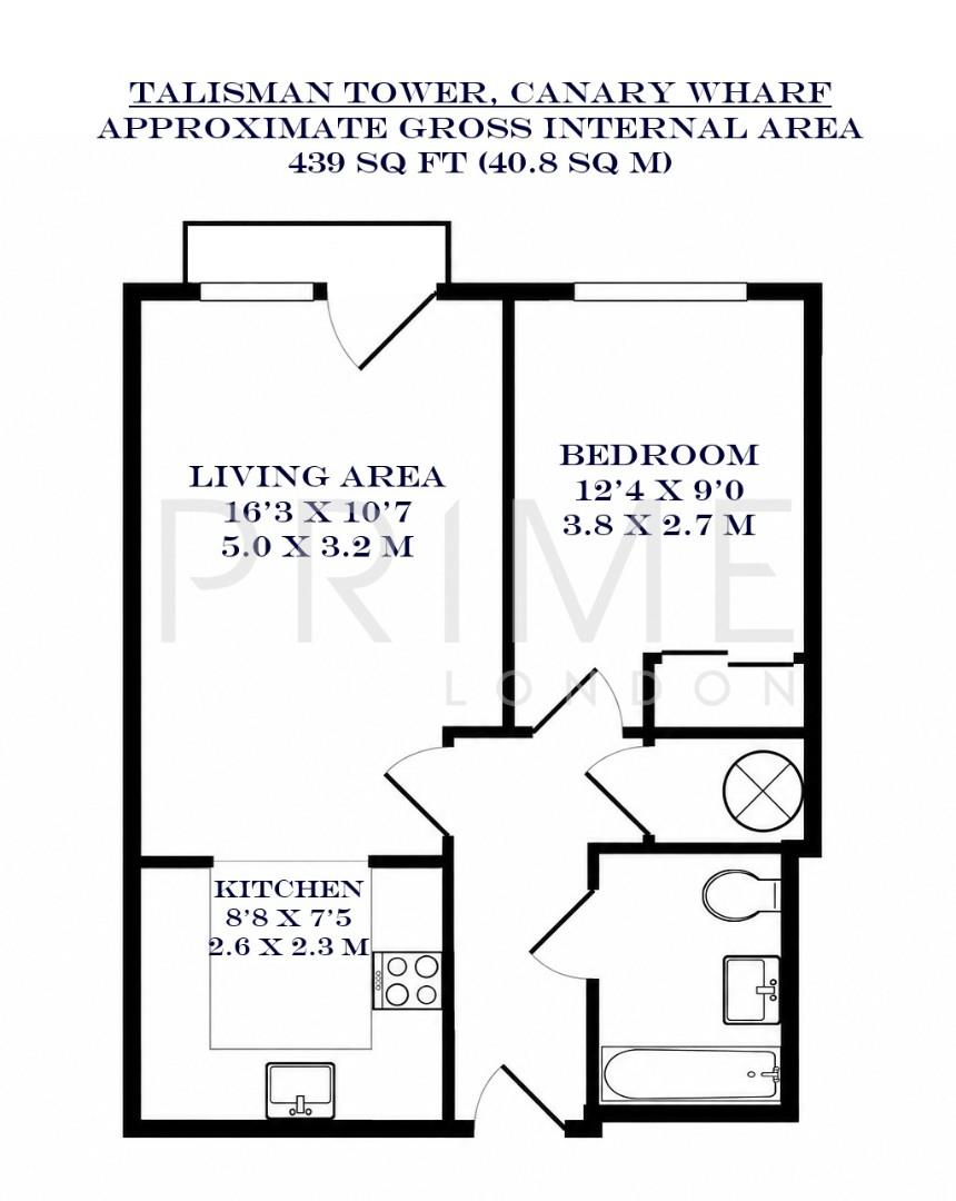 2607, Talisman Tower, Canary Wharf floorplan
