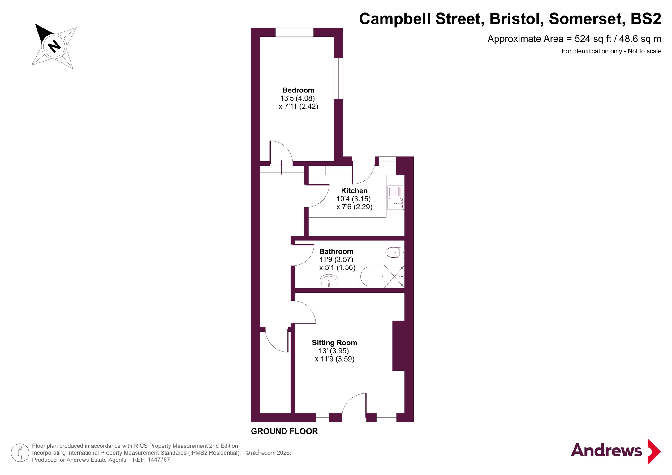 Basement Flat, 7, Campbell Street, Bristol floorplan