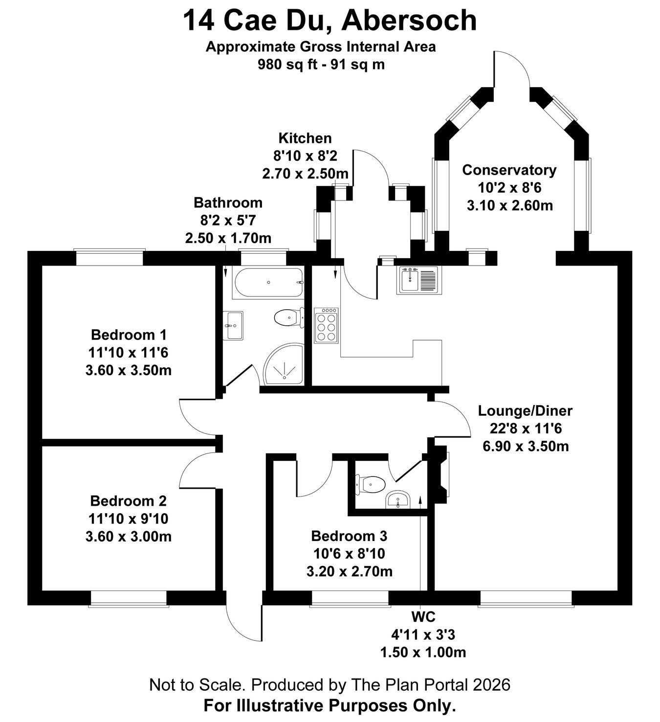 14, Cae du Estate, Pwllheli floorplan