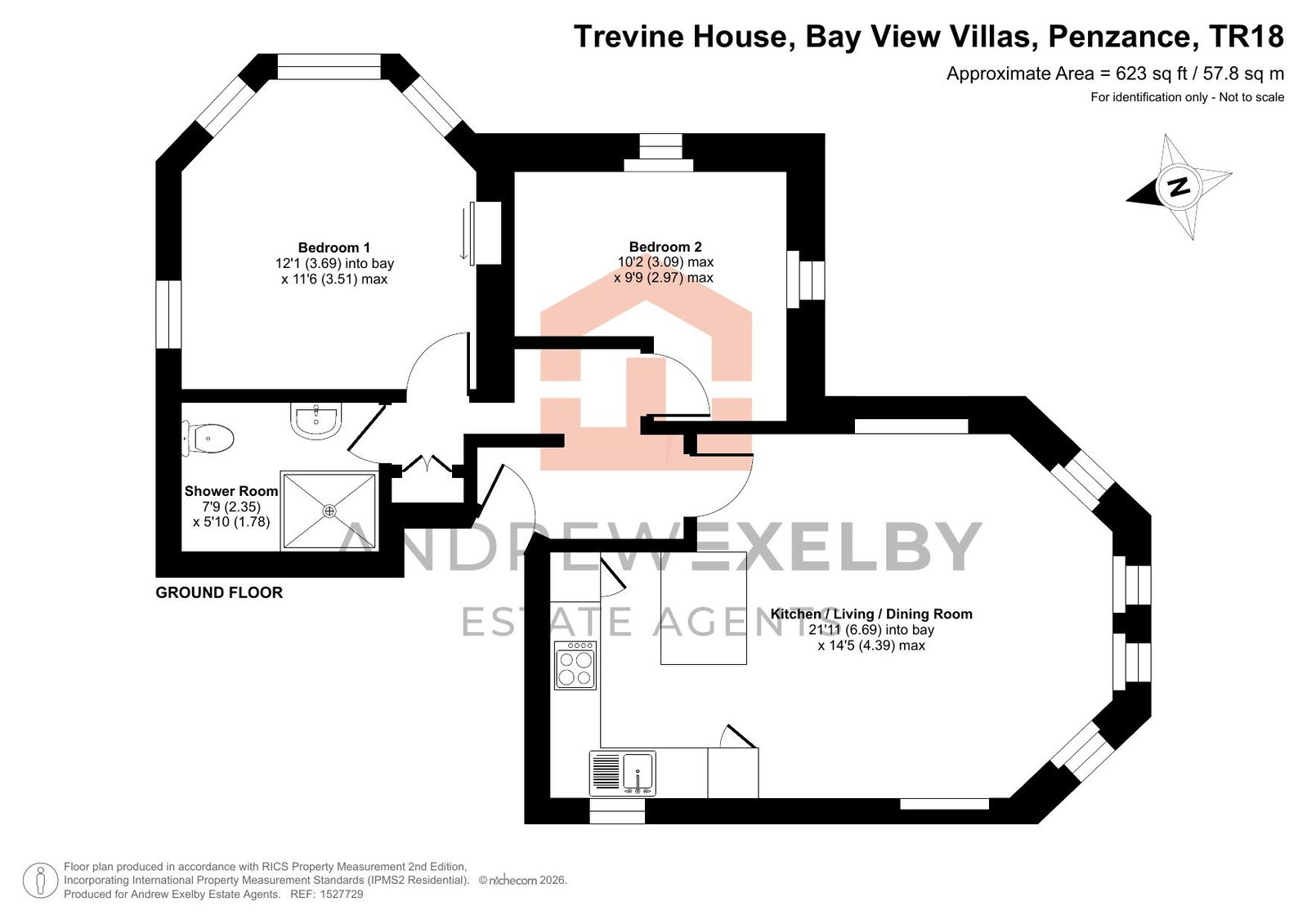 Flat 2, Trevine House, Bay View Villas, Penzance floorplan