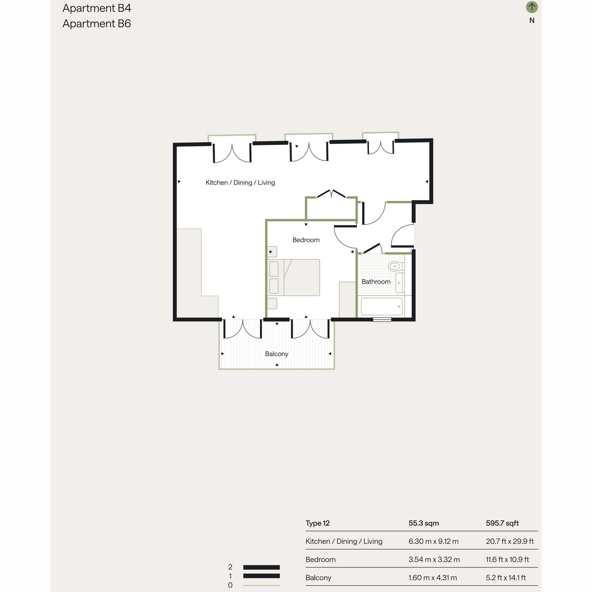 Flat Unit 6B, The Warwick, 100 Warwick Road, London floorplan