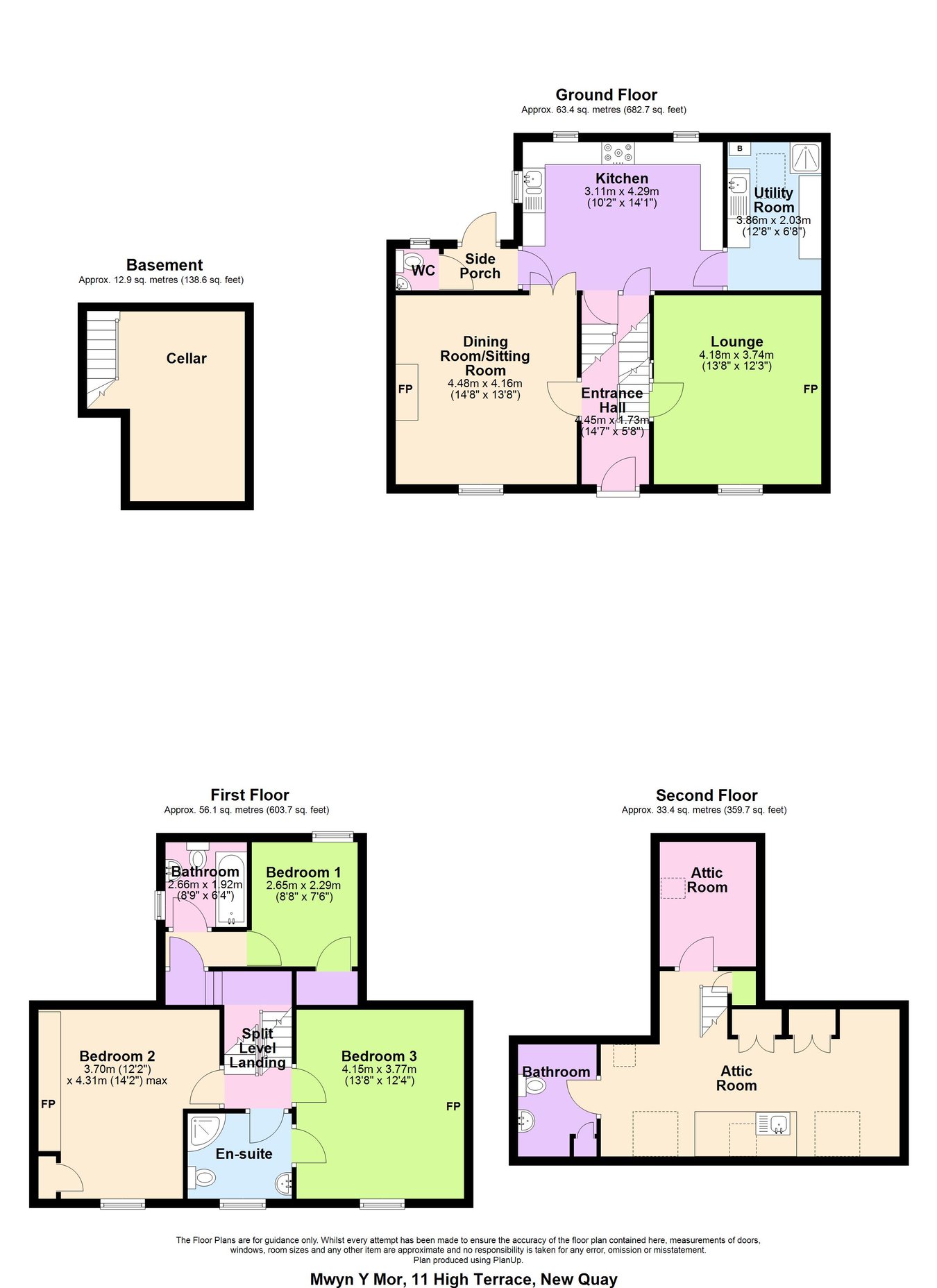 Mwyn Y Mor, 11 High Terrace, New Quay floorplan
