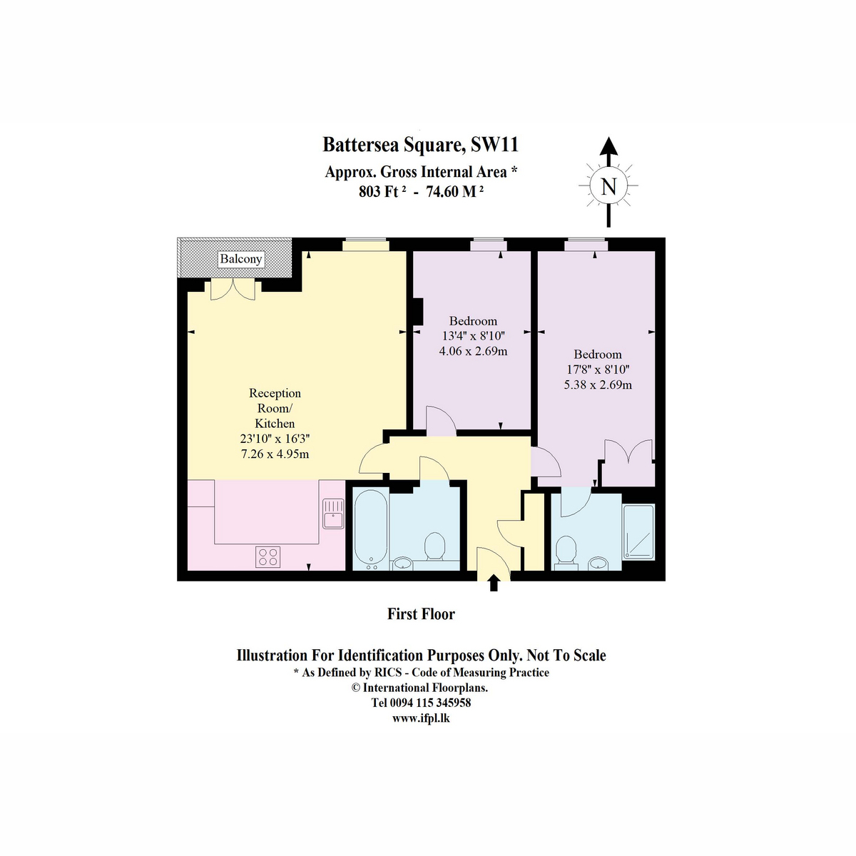 Flat 3, 1, Battersea Square, London floorplan