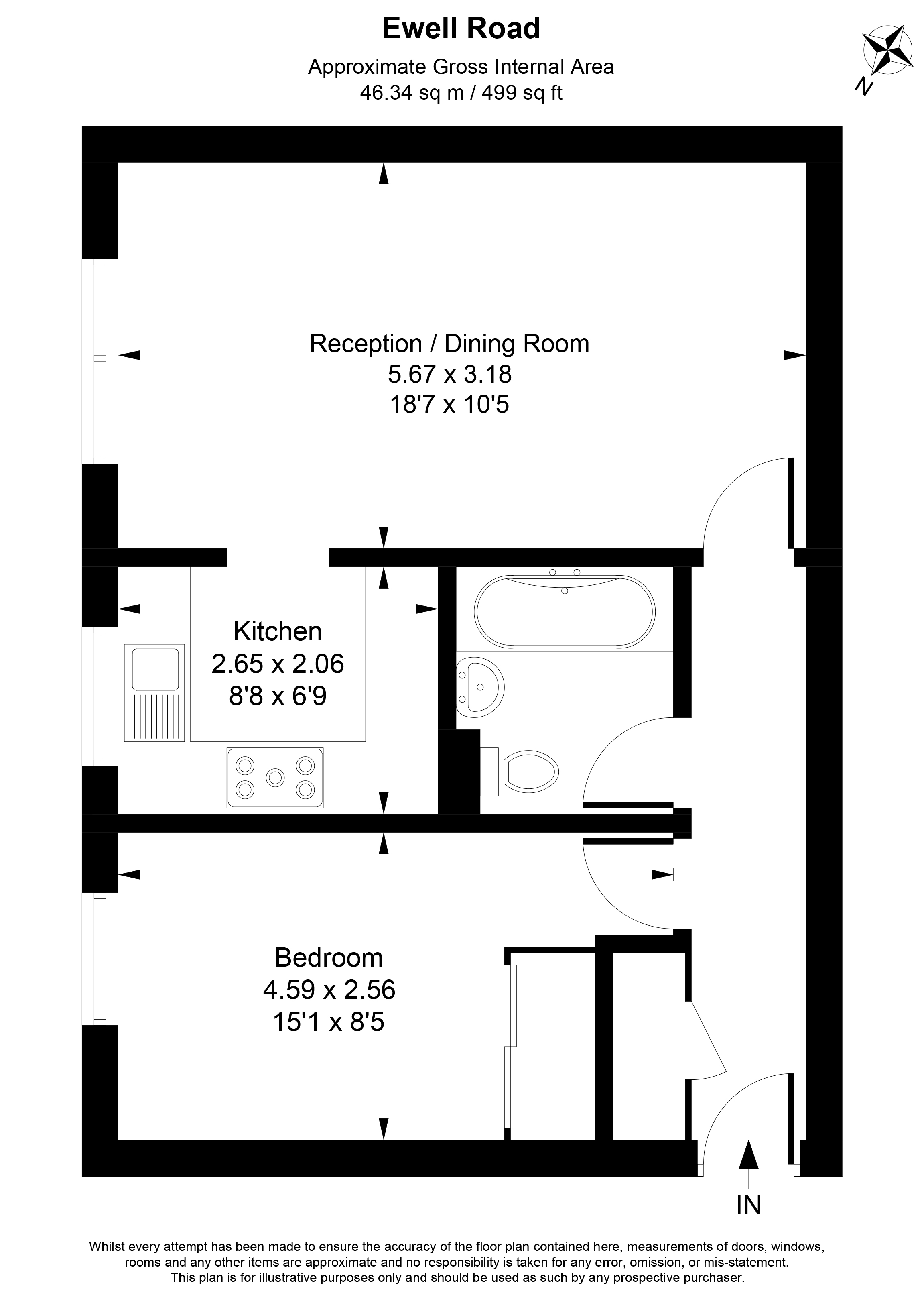 Flat 6 194-196 , Ewell Road, Surbiton floorplan