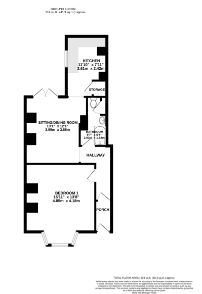 Basement Flat, 7 Richmond Street, Herne Bay floorplan