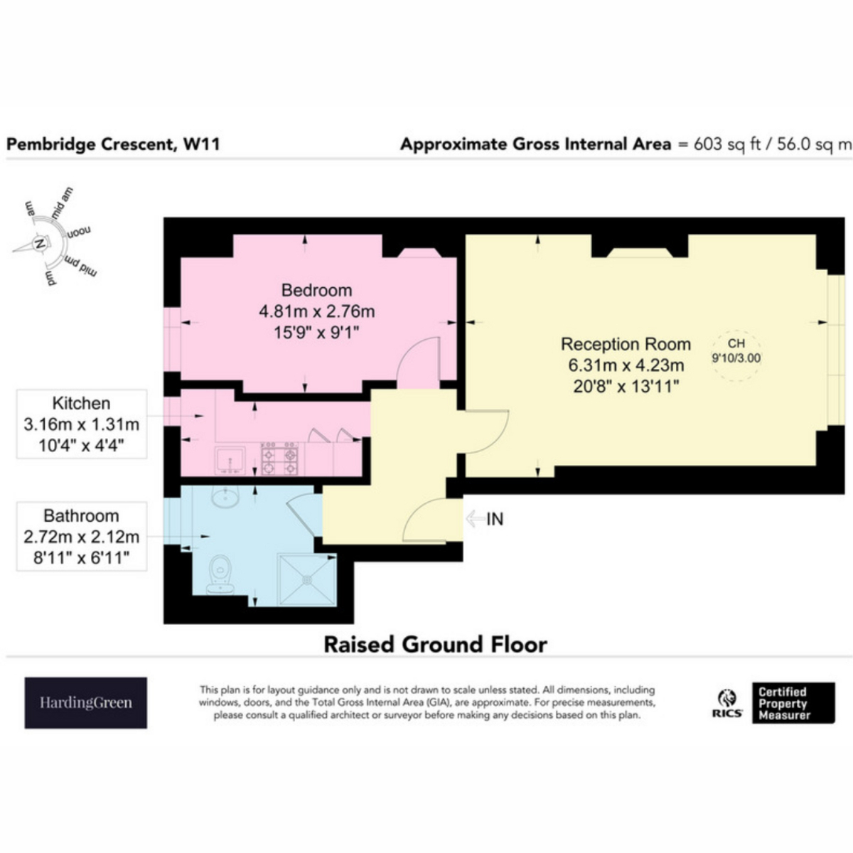Flat Flat B, 5, Pembridge Crescent, London floorplan