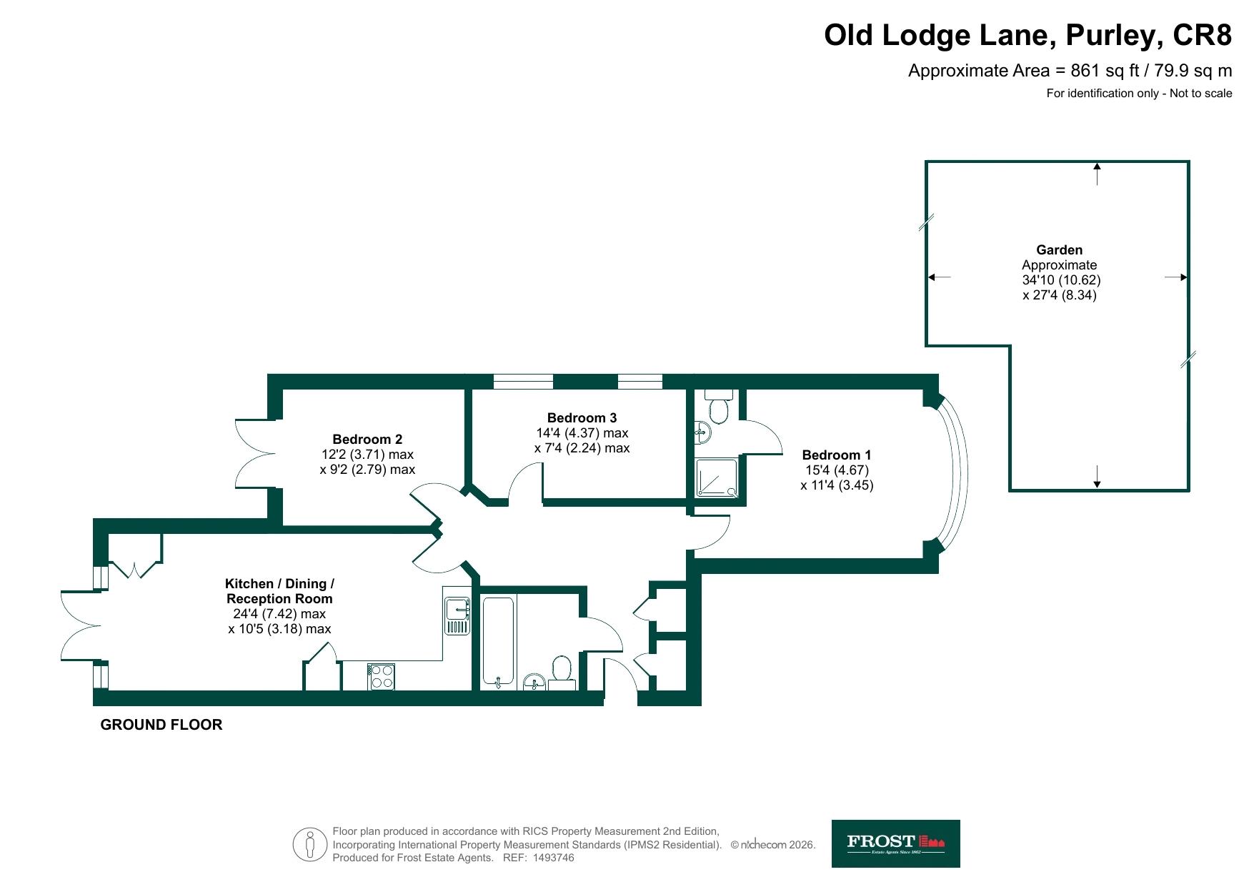 Flat 2 Villiers House, 35, Old Lodge Lane, Purley floorplan