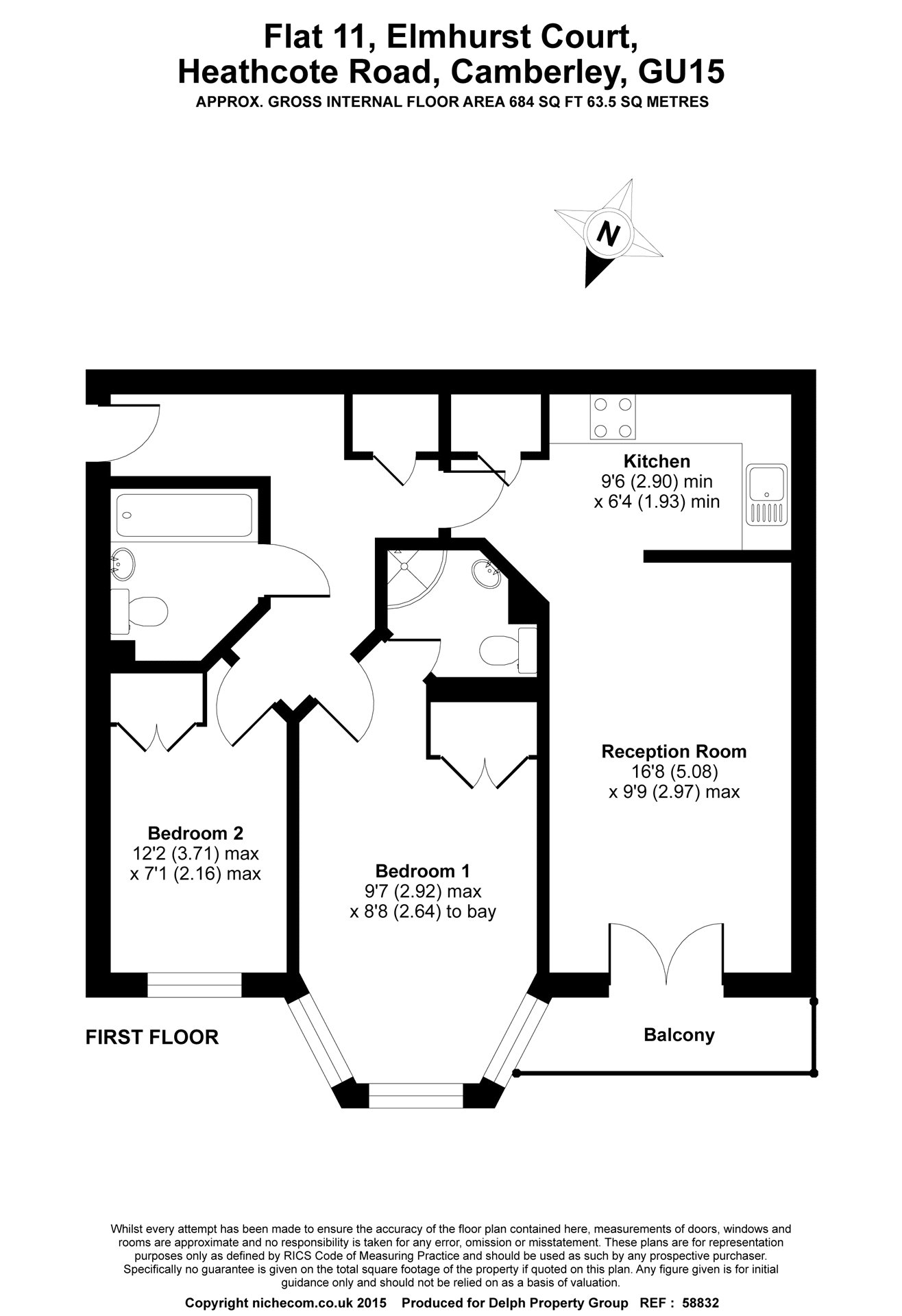 2 Bedrooms Flat to rent in Elmhurst Court, Heathcote Road, Camberley, Surrey GU15