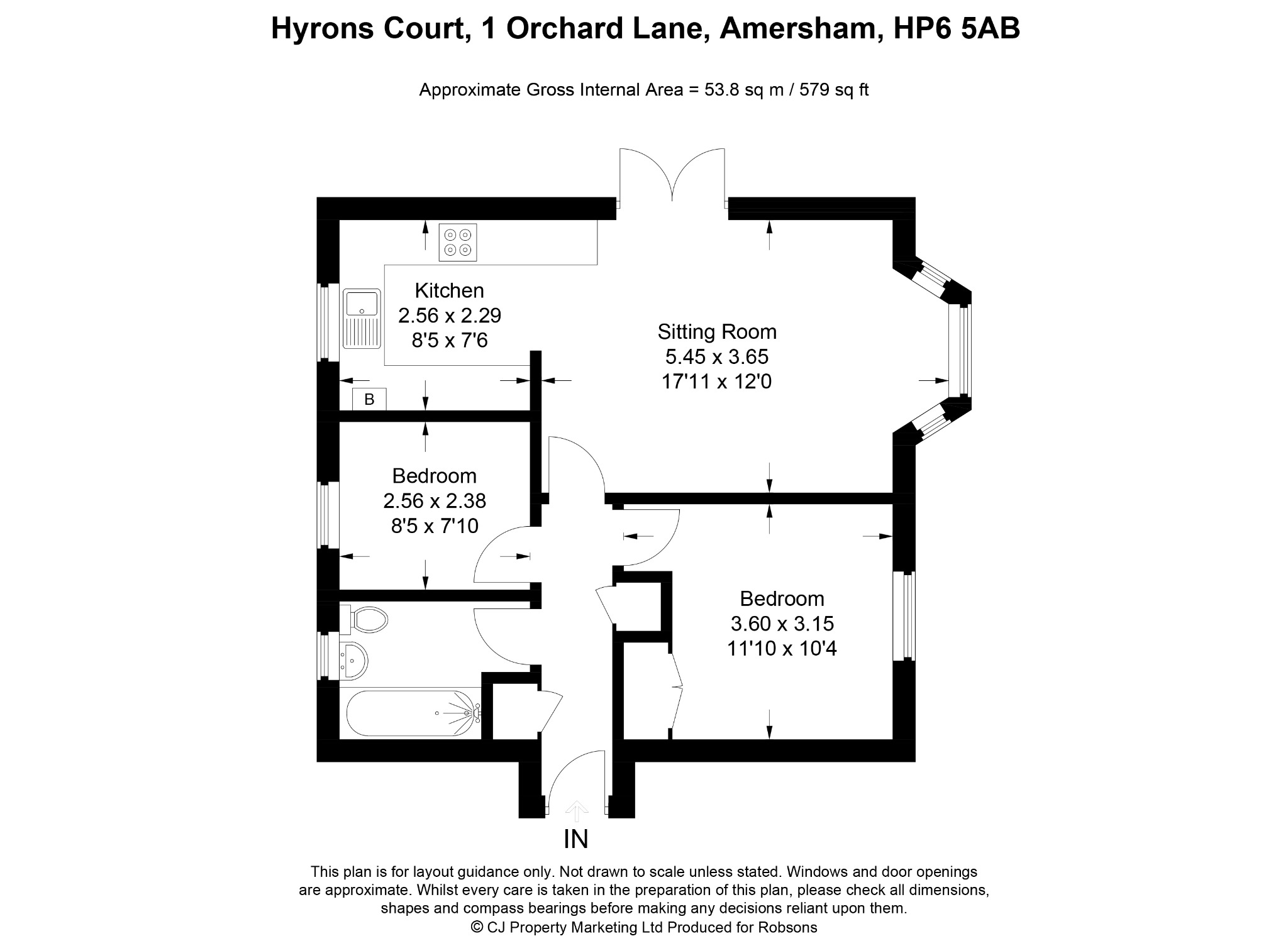 Flat 2 Hyrons Court, 1 Orchard Lane, Amersham floorplan