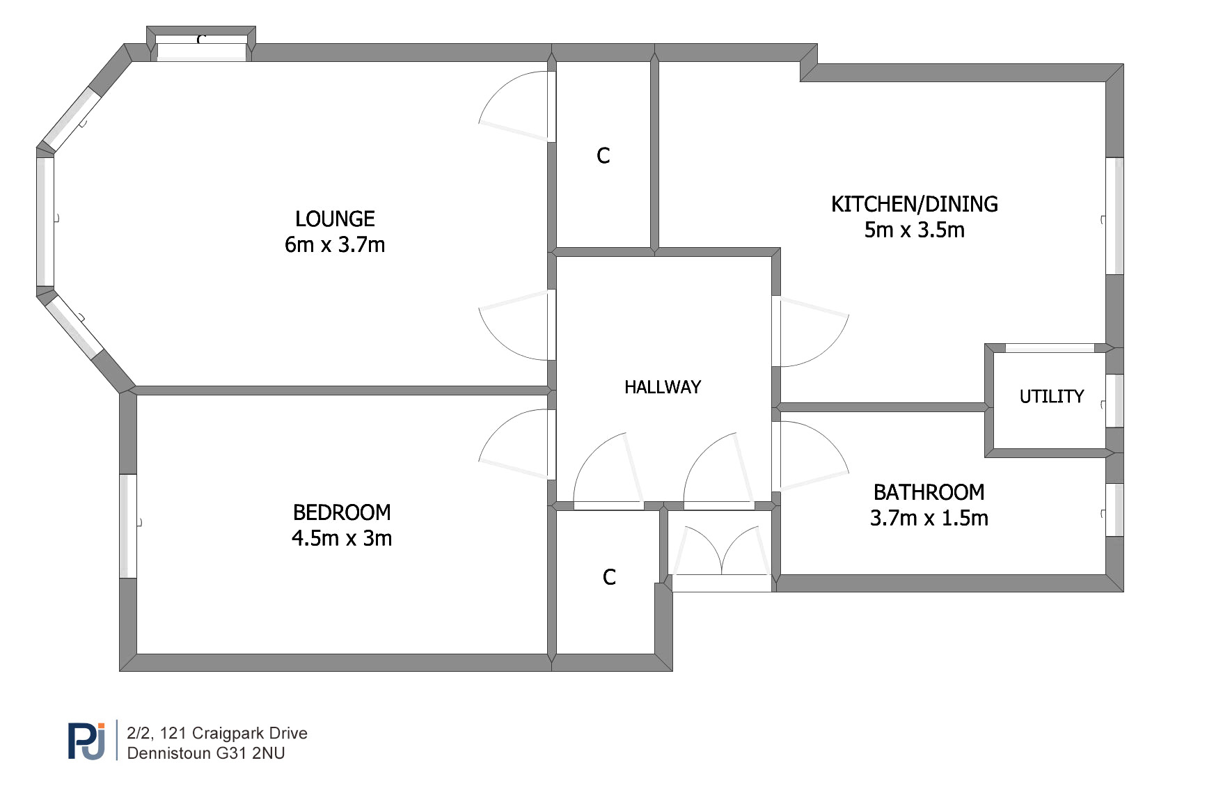 Flat 2/2, 121 Craigpark Drive, Dennistoun, Glasgow floorplan