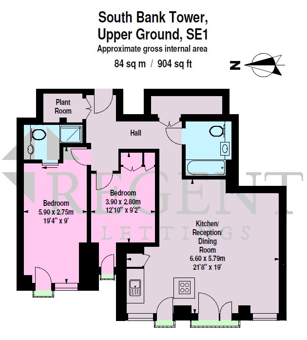 55, Apartment 1501, Upper Ground, London floorplan