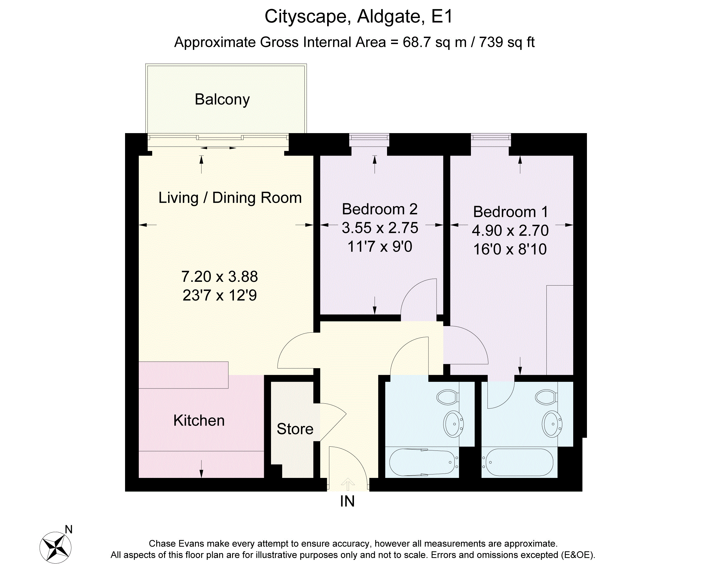 2 Bedrooms Flat to rent in Kensington Apartments, Cityscape, Aldgate E1