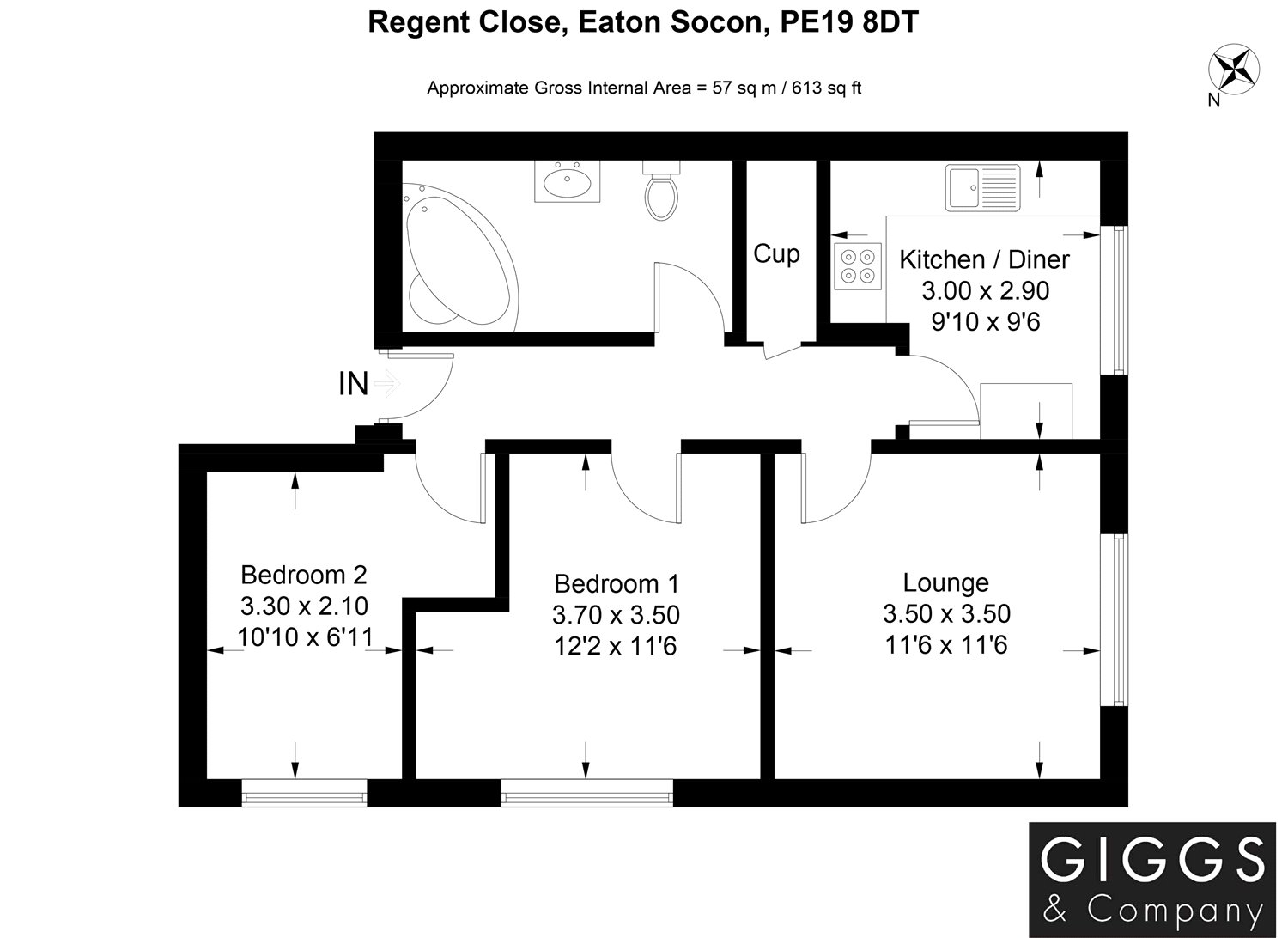 2 Bedrooms Flat for sale in Regent Close, Eaton Socon, St. Neots, Cambridgeshire PE19