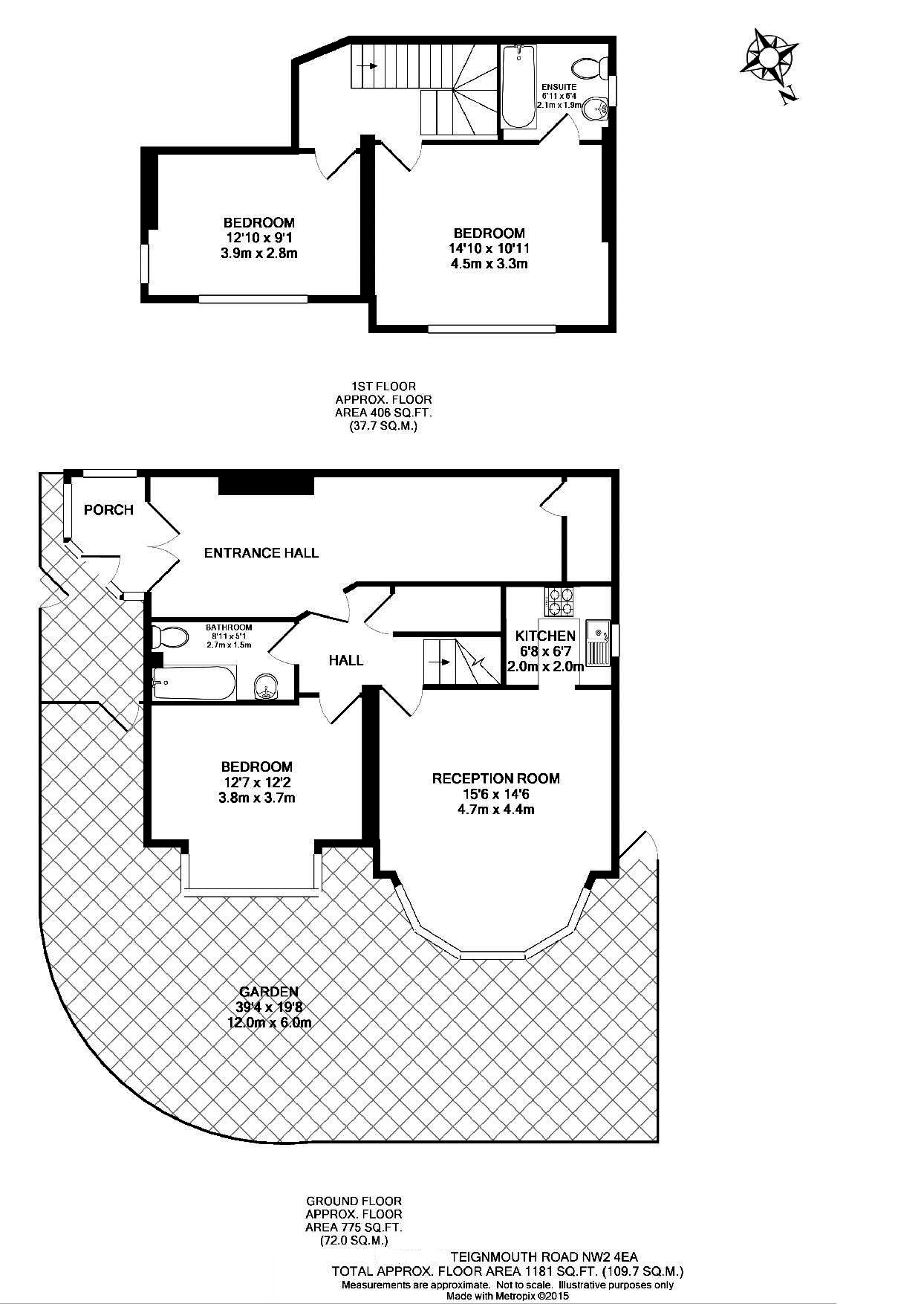 Flat 1, 65, Teignmouth Road, London floorplan