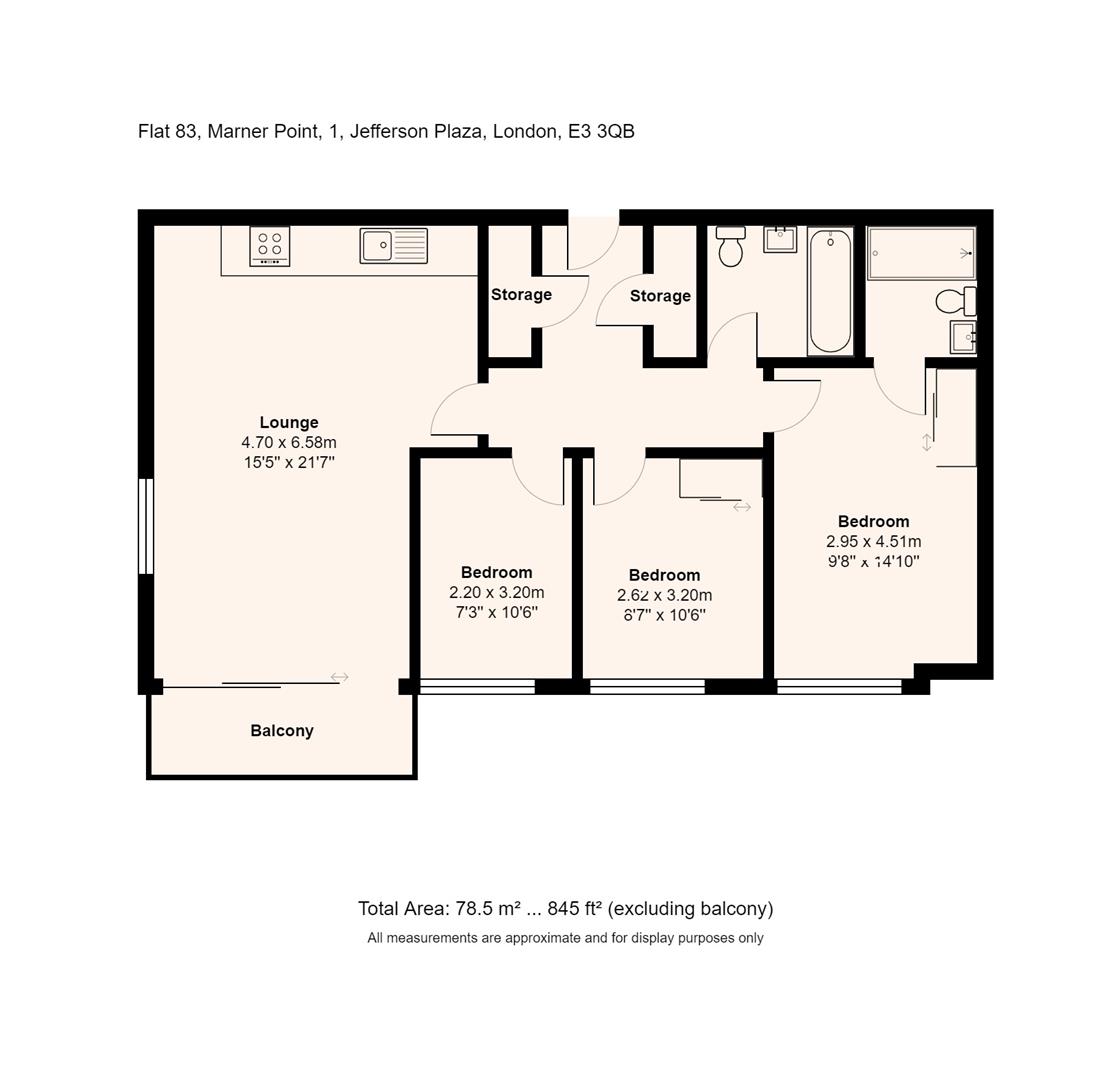 Flat 83, Marner Point, 1 Jefferson Plaza, London floorplan